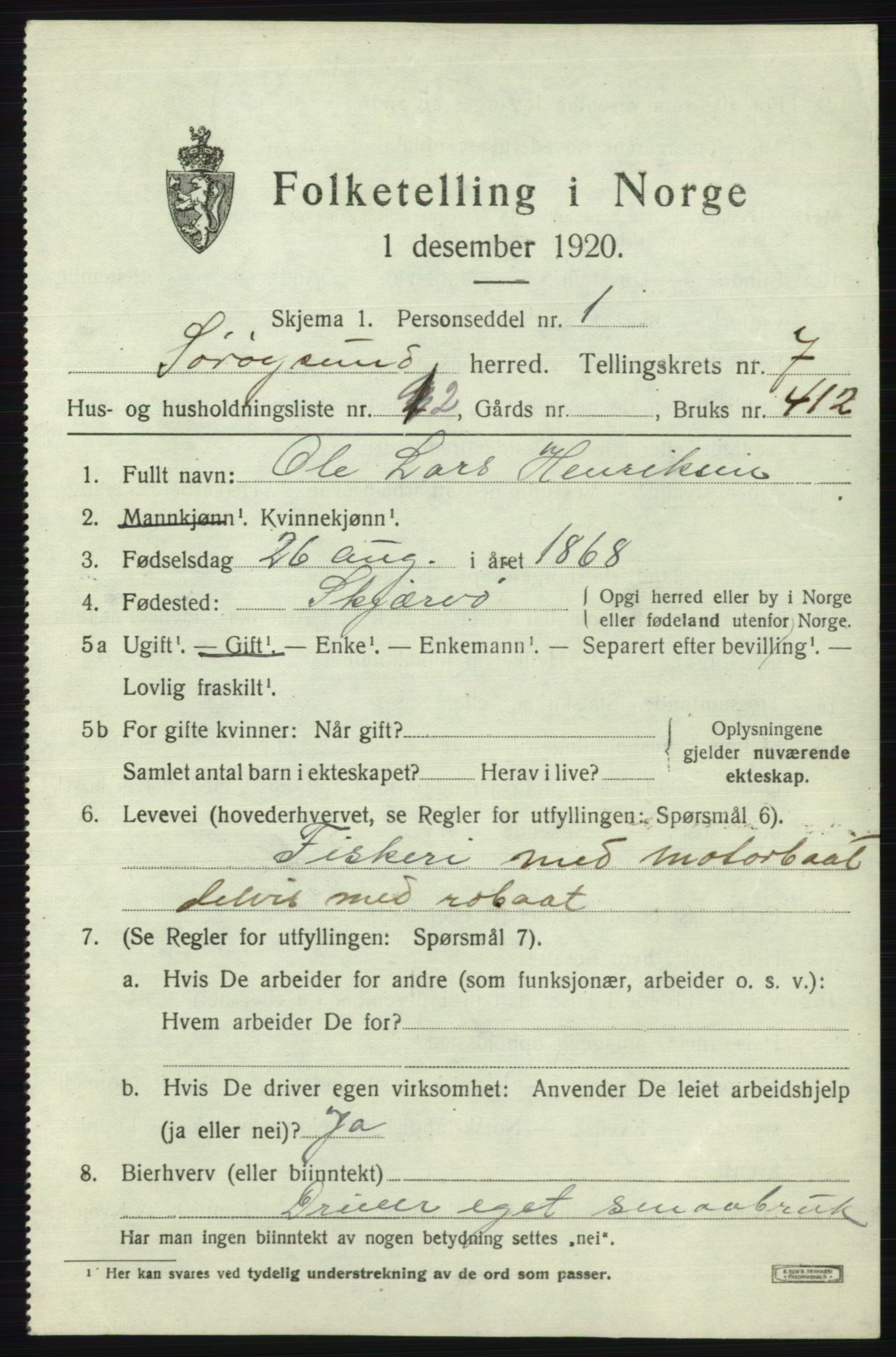 SATØ, 1920 census for Sørøysund rural district, 1920, p. 2796