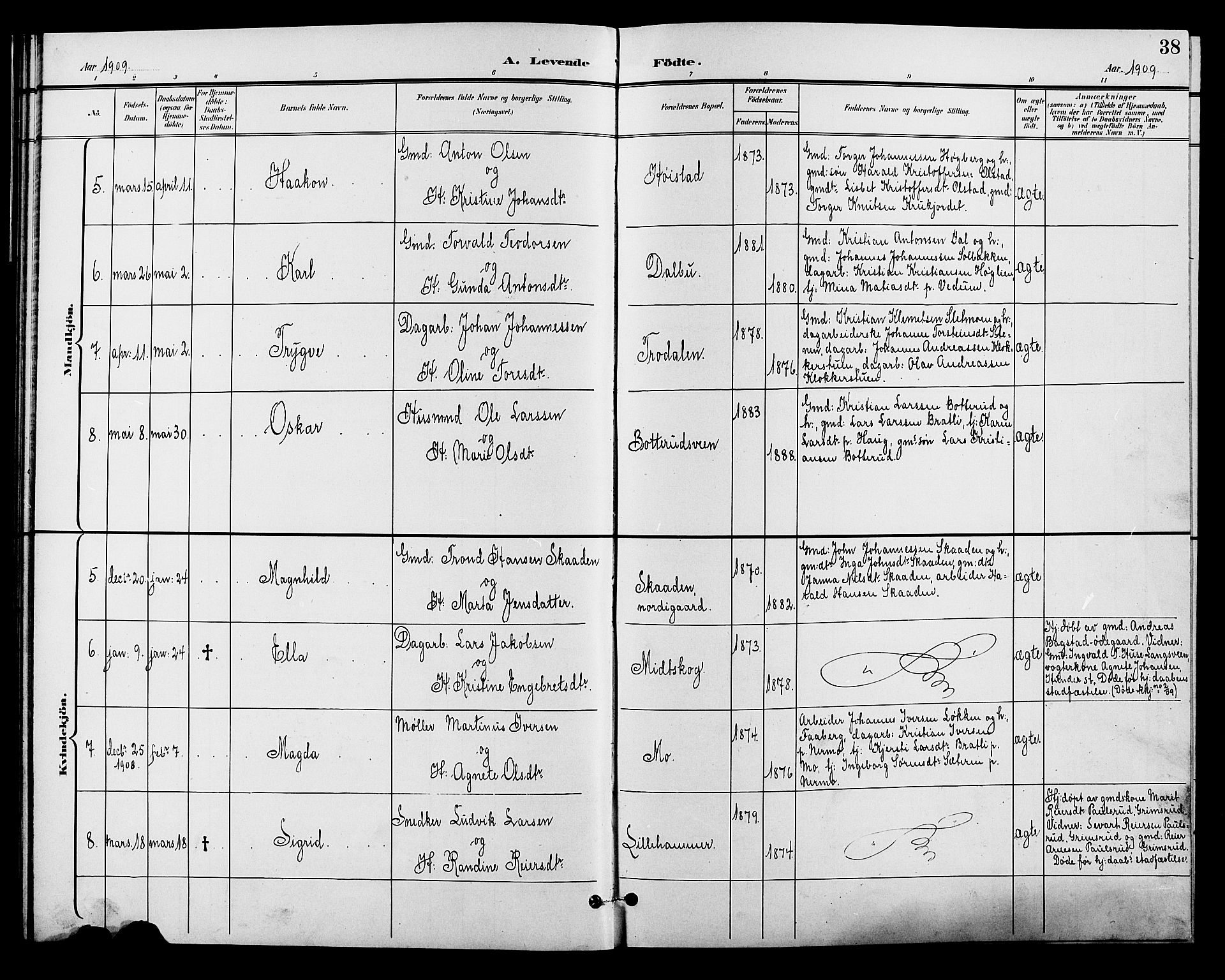 Øyer prestekontor, SAH/PREST-084/H/Ha/Hab/L0005: Parish register (copy) no. 5, 1897-1913, p. 38