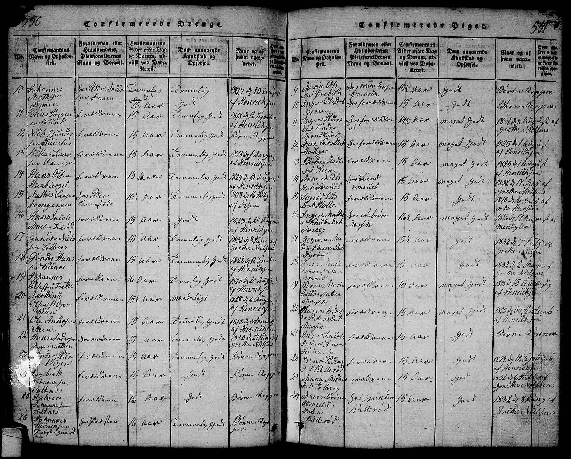 Onsøy prestekontor Kirkebøker, SAO/A-10914/G/Ga/L0001: Parish register (copy) no. I 1, 1814-1840, p. 550-551