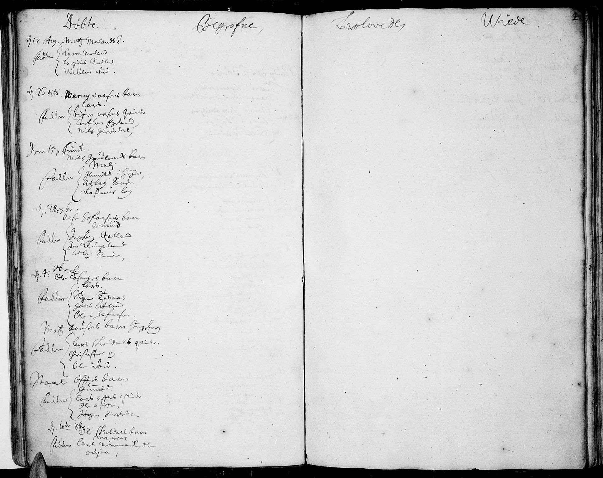 Lista sokneprestkontor, AV/SAK-1111-0027/F/Fa/L0001: Parish register (official) no. A 1 /2, 1693-1714, p. 4