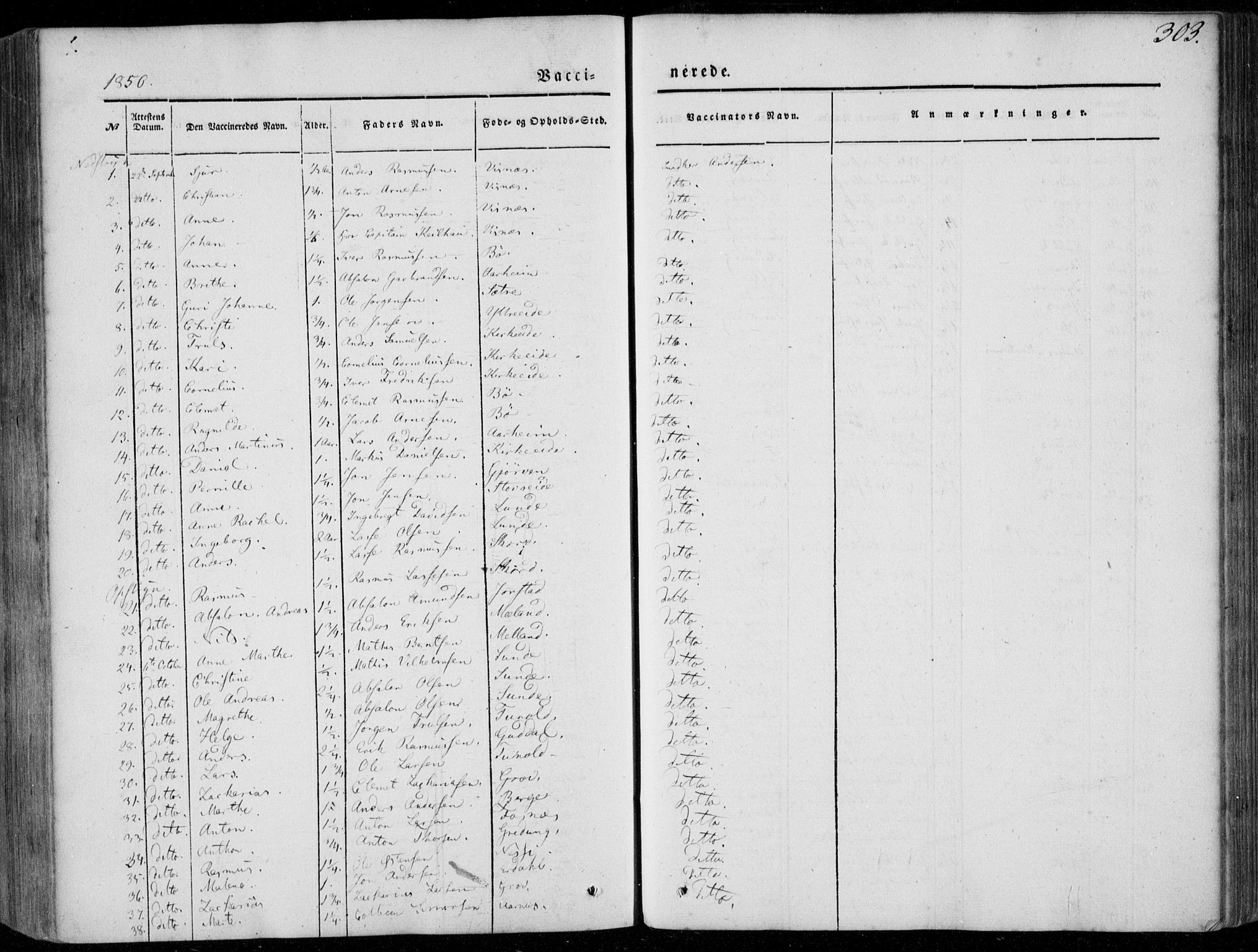 Stryn Sokneprestembete, SAB/A-82501: Parish register (official) no. A 2, 1844-1861, p. 303