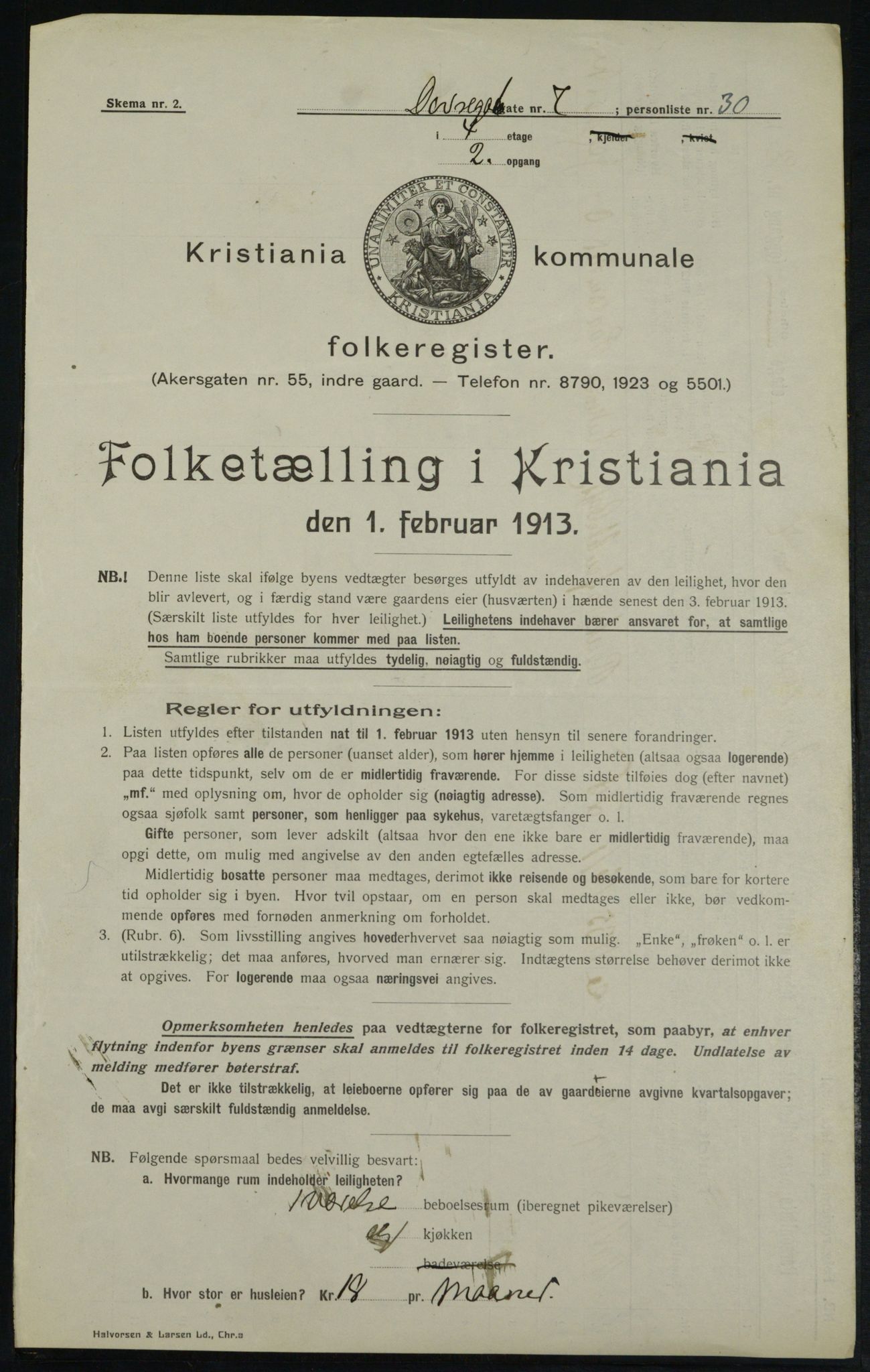 OBA, Municipal Census 1913 for Kristiania, 1913, p. 16291