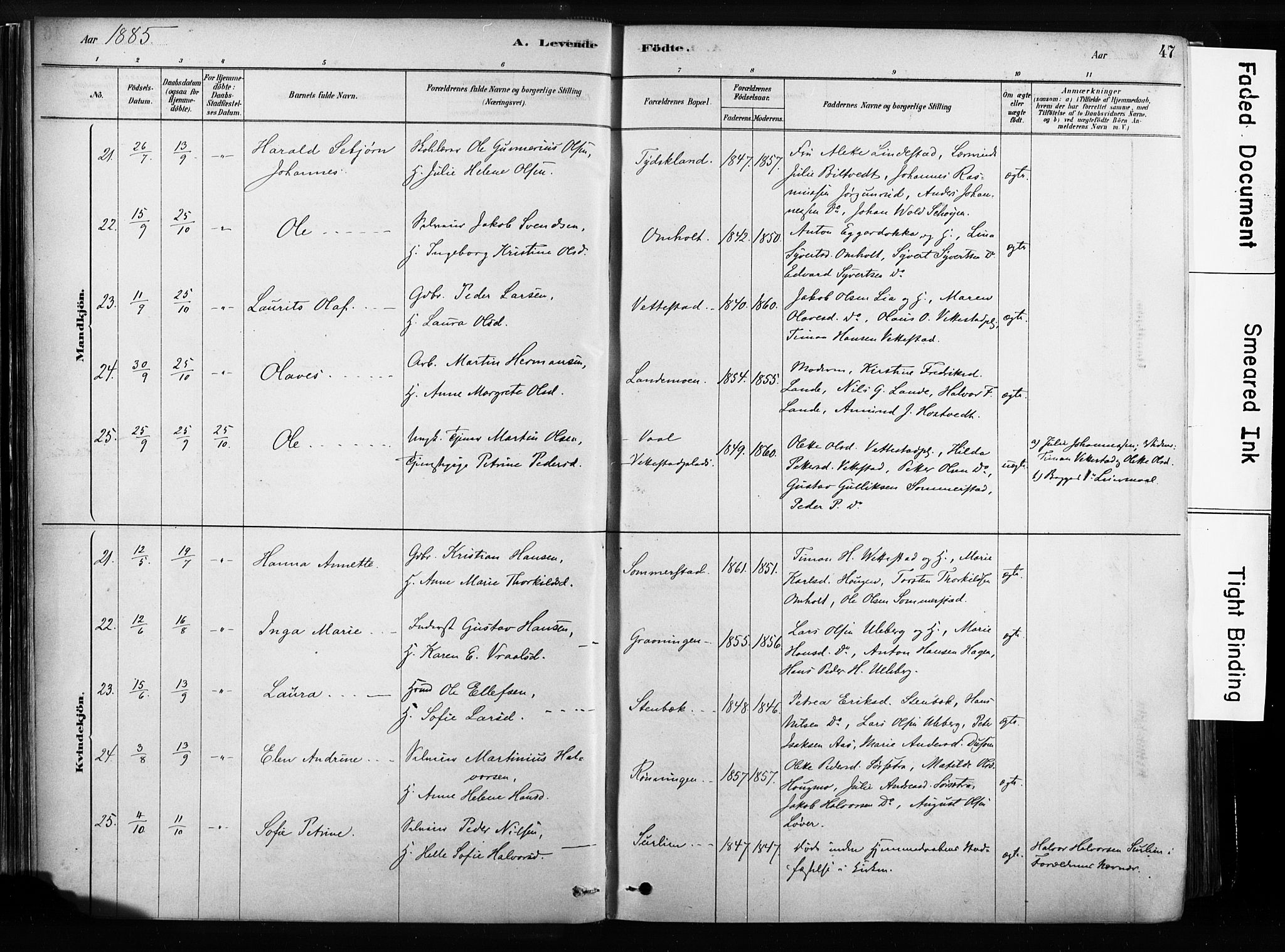 Sandsvær kirkebøker, AV/SAKO-A-244/F/Fb/L0001: Parish register (official) no. II 1, 1878-1906, p. 47