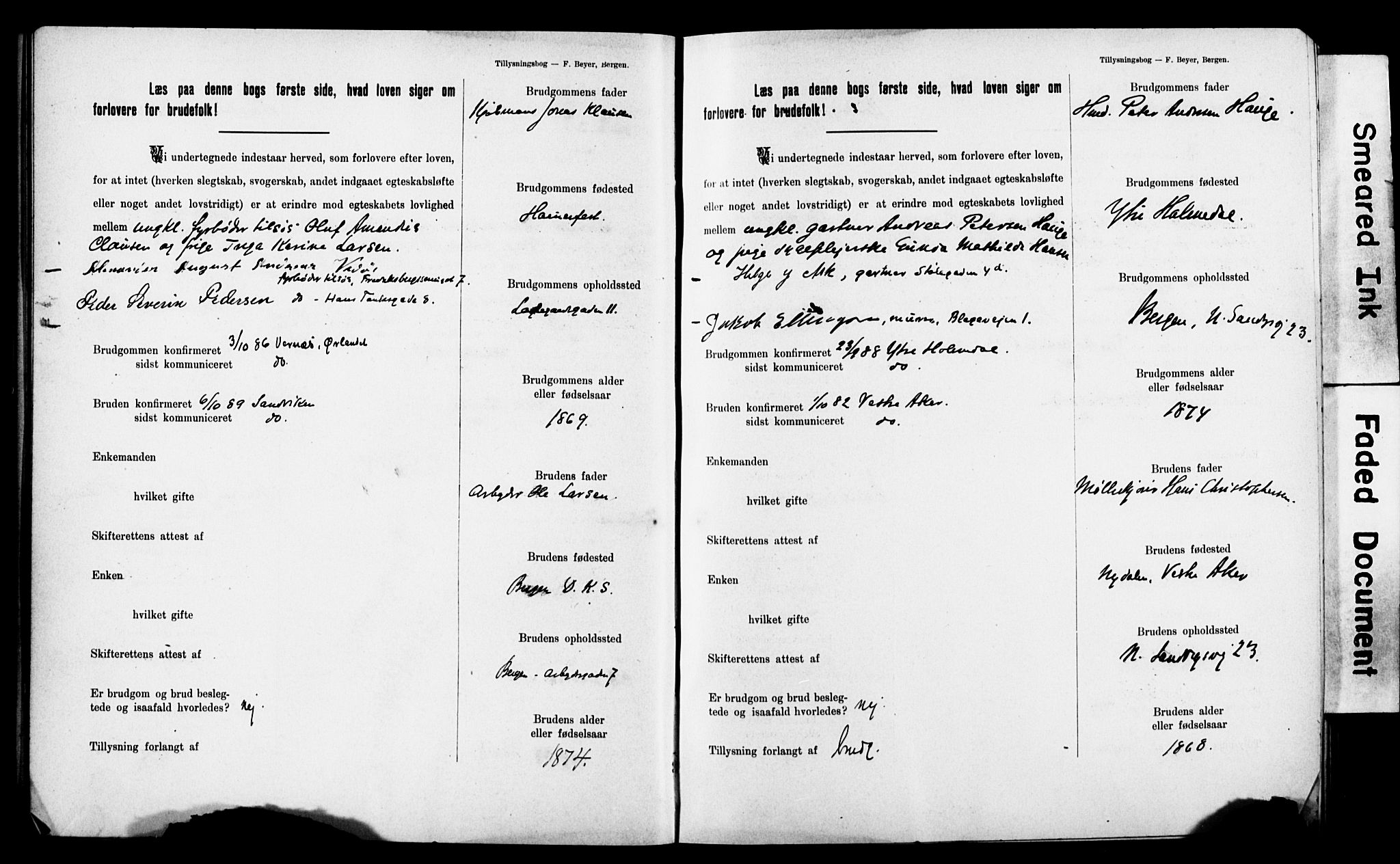 Mariakirken Sokneprestembete, AV/SAB-A-76901: Best man's statements no. II.5.2, 1901-1909, p. 23