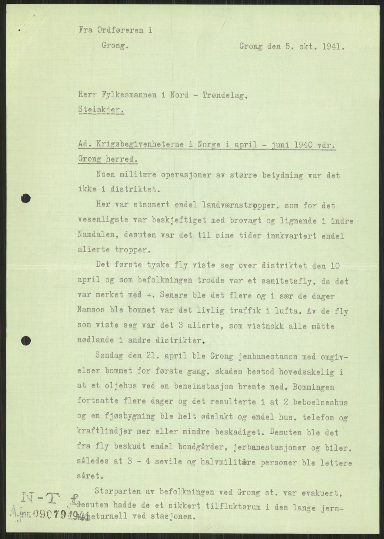 Forsvaret, Forsvarets krigshistoriske avdeling, RA/RAFA-2017/Y/Ya/L0016: II-C-11-31 - Fylkesmenn.  Rapporter om krigsbegivenhetene 1940., 1940, p. 467