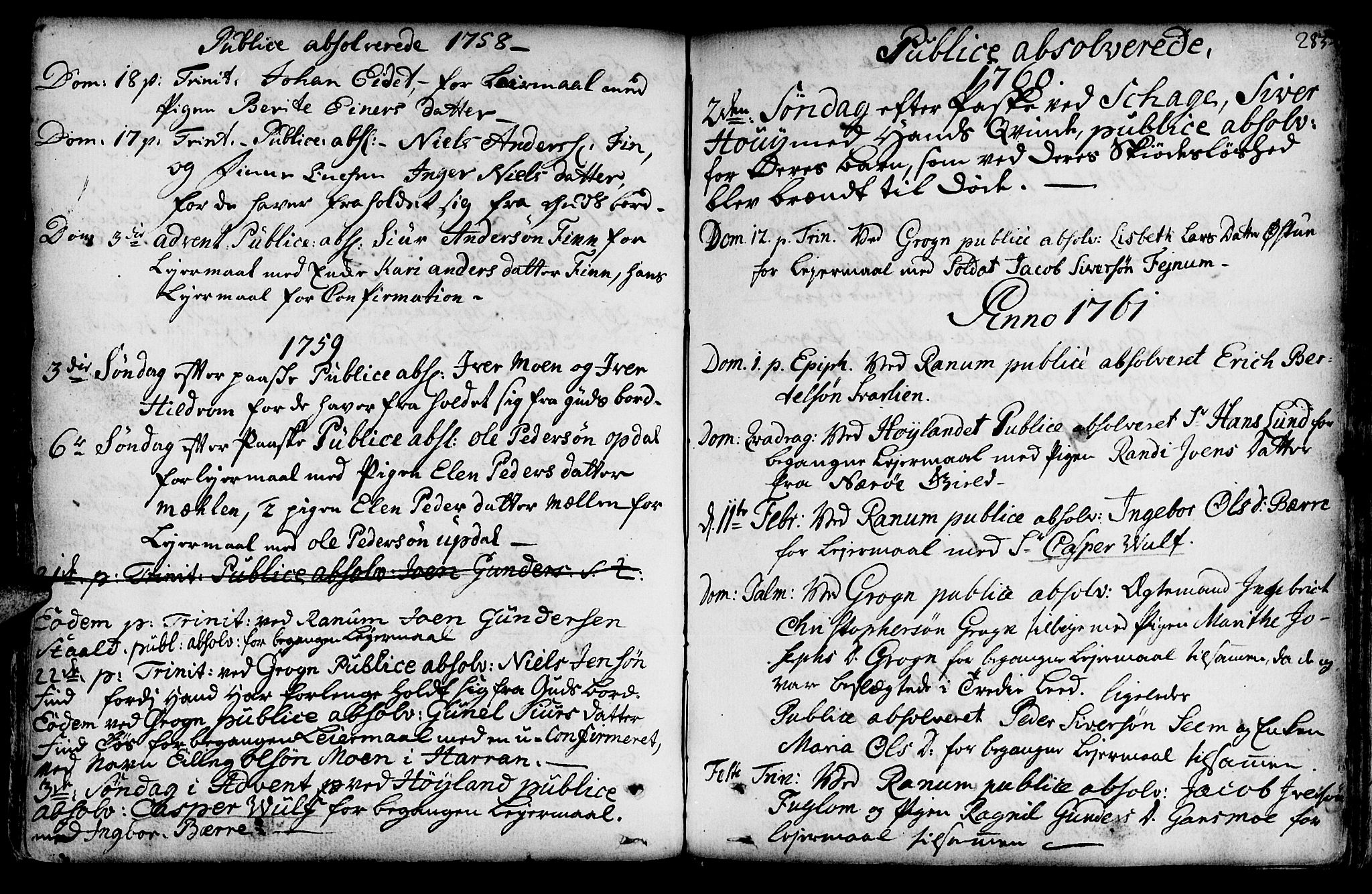 Ministerialprotokoller, klokkerbøker og fødselsregistre - Nord-Trøndelag, SAT/A-1458/764/L0542: Parish register (official) no. 764A02, 1748-1779, p. 283