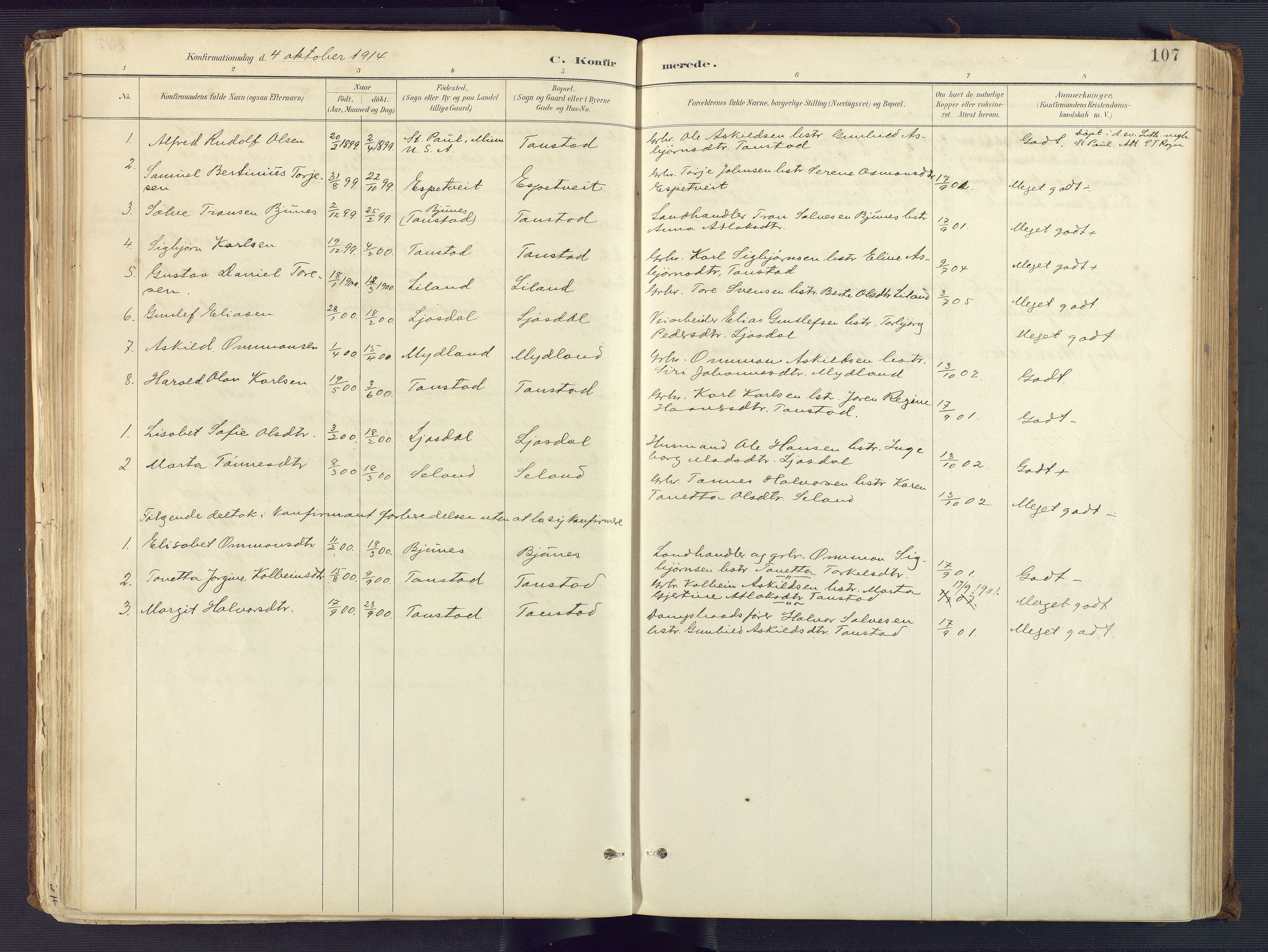 Sirdal sokneprestkontor, AV/SAK-1111-0036/F/Fa/Fab/L0004: Parish register (official) no. A 4, 1887-1919, p. 107