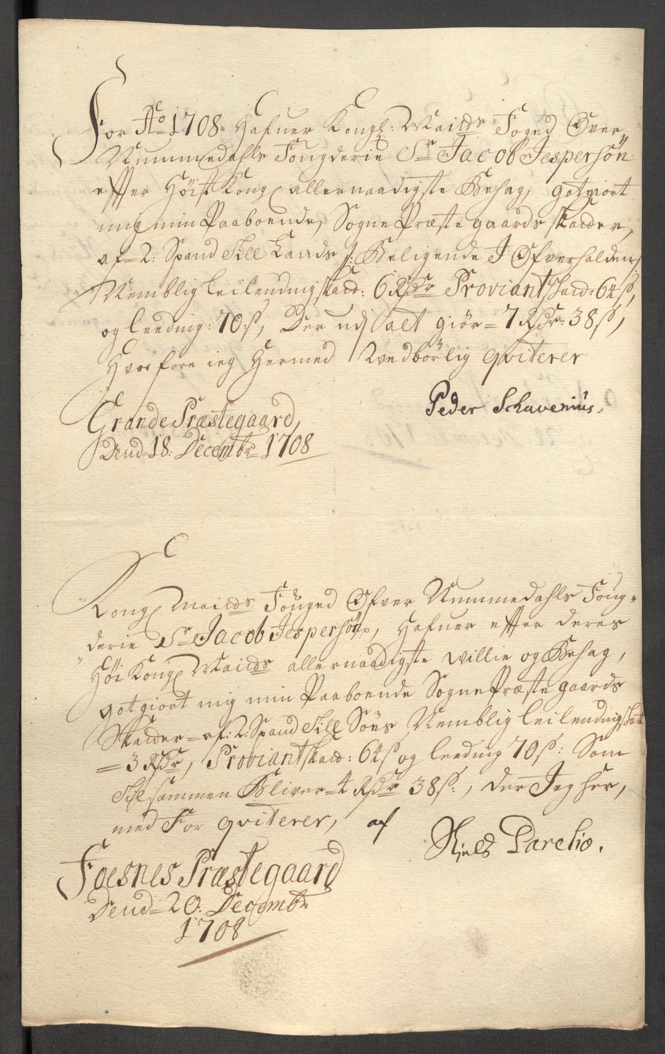 Rentekammeret inntil 1814, Reviderte regnskaper, Fogderegnskap, AV/RA-EA-4092/R64/L4430: Fogderegnskap Namdal, 1707-1708, p. 376