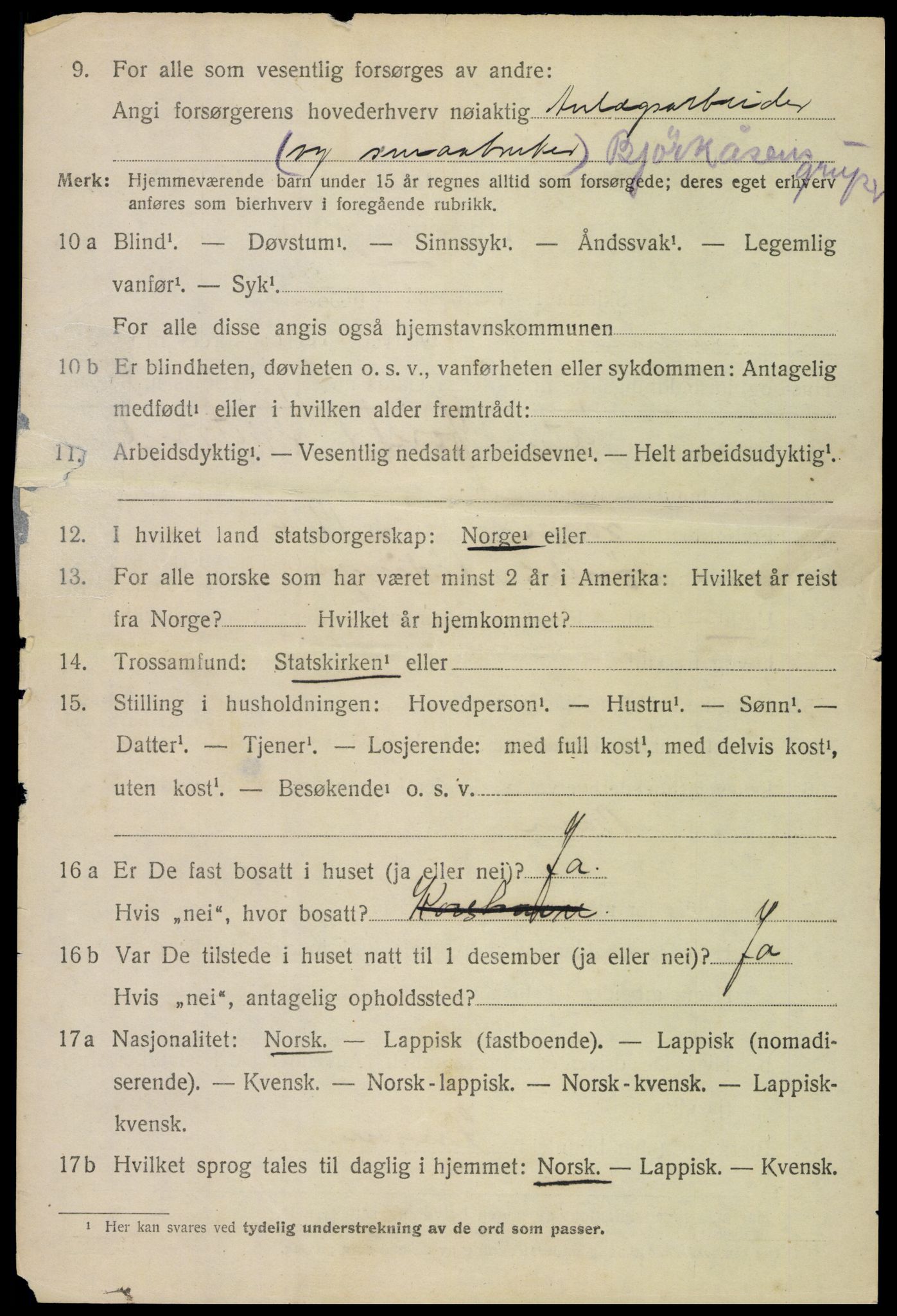 SAT, 1920 census for Evenes, 1920, p. 13647