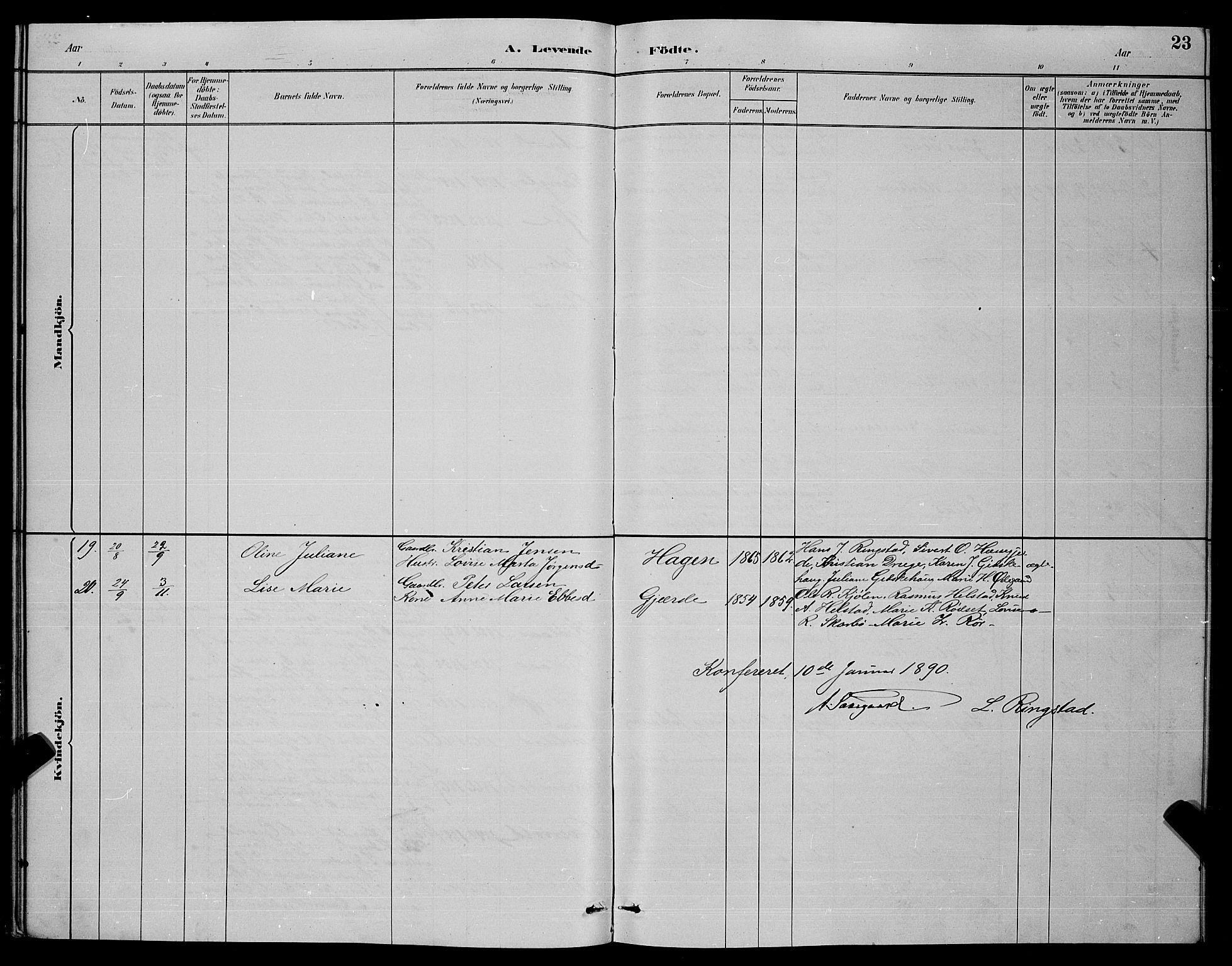 Ministerialprotokoller, klokkerbøker og fødselsregistre - Møre og Romsdal, SAT/A-1454/520/L0292: Parish register (copy) no. 520C04, 1882-1901, p. 23