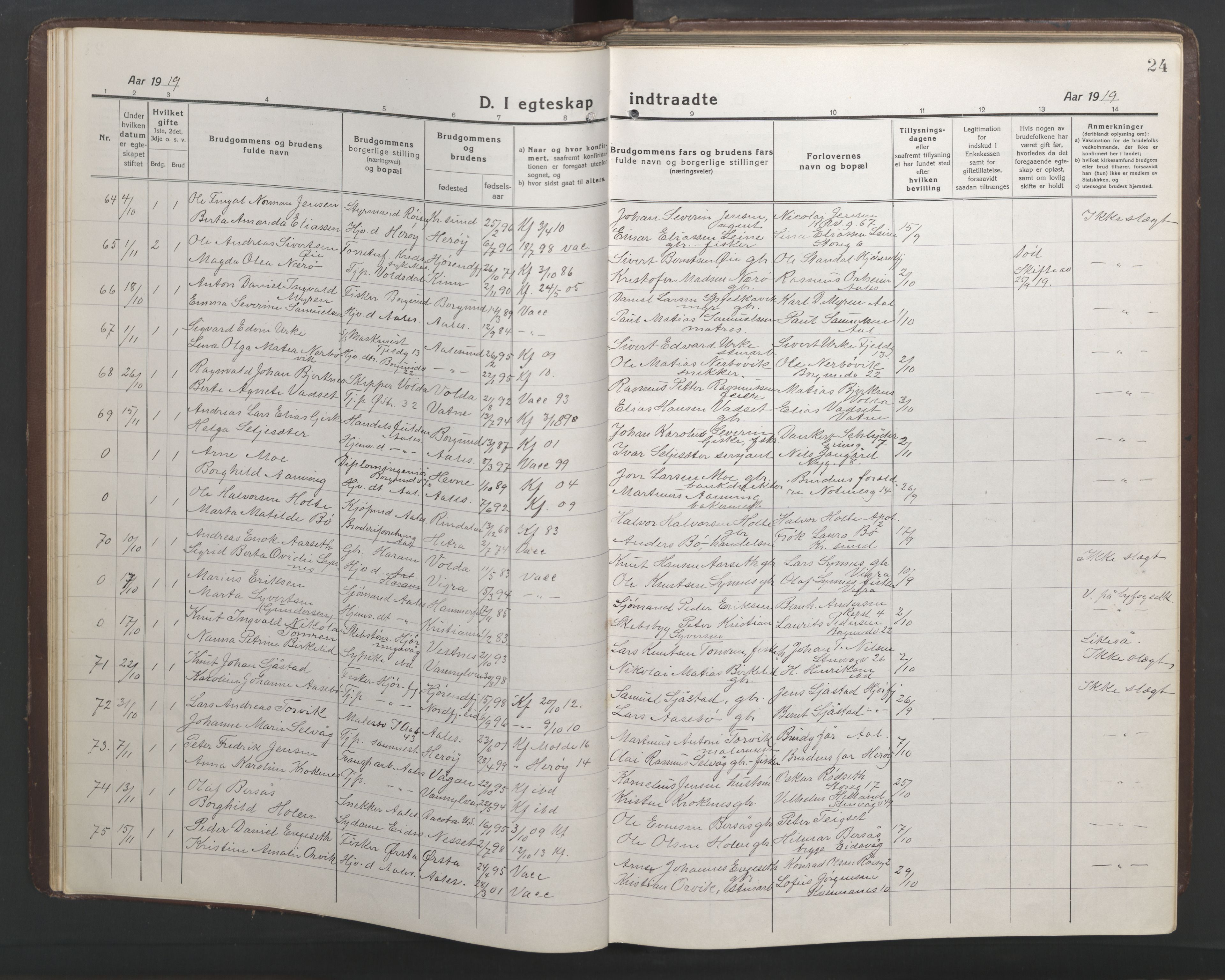 Ministerialprotokoller, klokkerbøker og fødselsregistre - Møre og Romsdal, AV/SAT-A-1454/529/L0473: Parish register (copy) no. 529C10, 1918-1941, p. 24