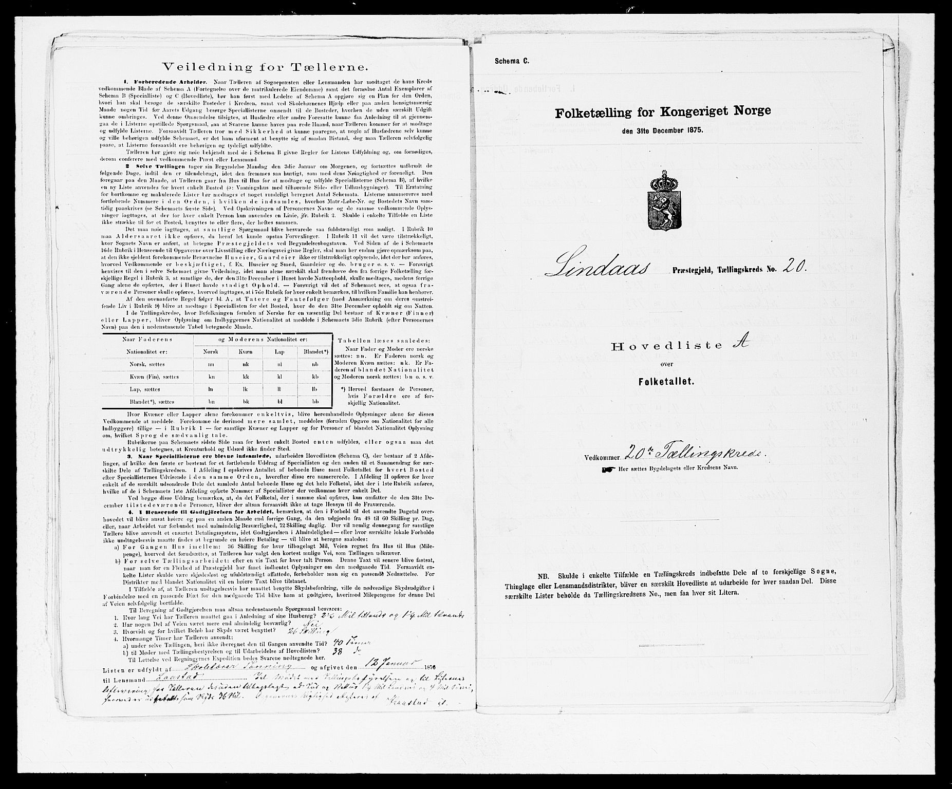 SAB, 1875 census for 1263P Lindås, 1875, p. 45