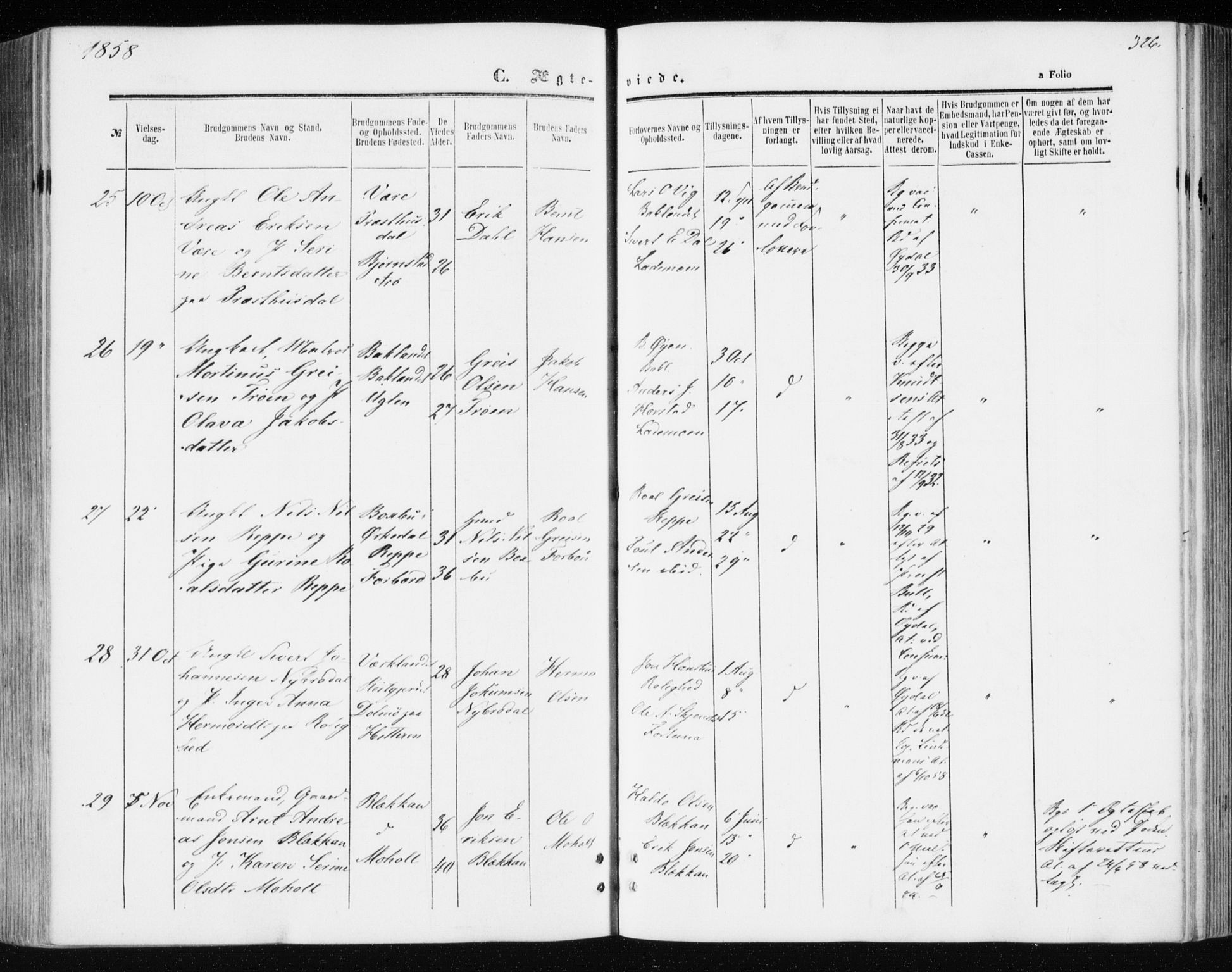 Ministerialprotokoller, klokkerbøker og fødselsregistre - Sør-Trøndelag, AV/SAT-A-1456/606/L0292: Parish register (official) no. 606A07, 1856-1865, p. 326