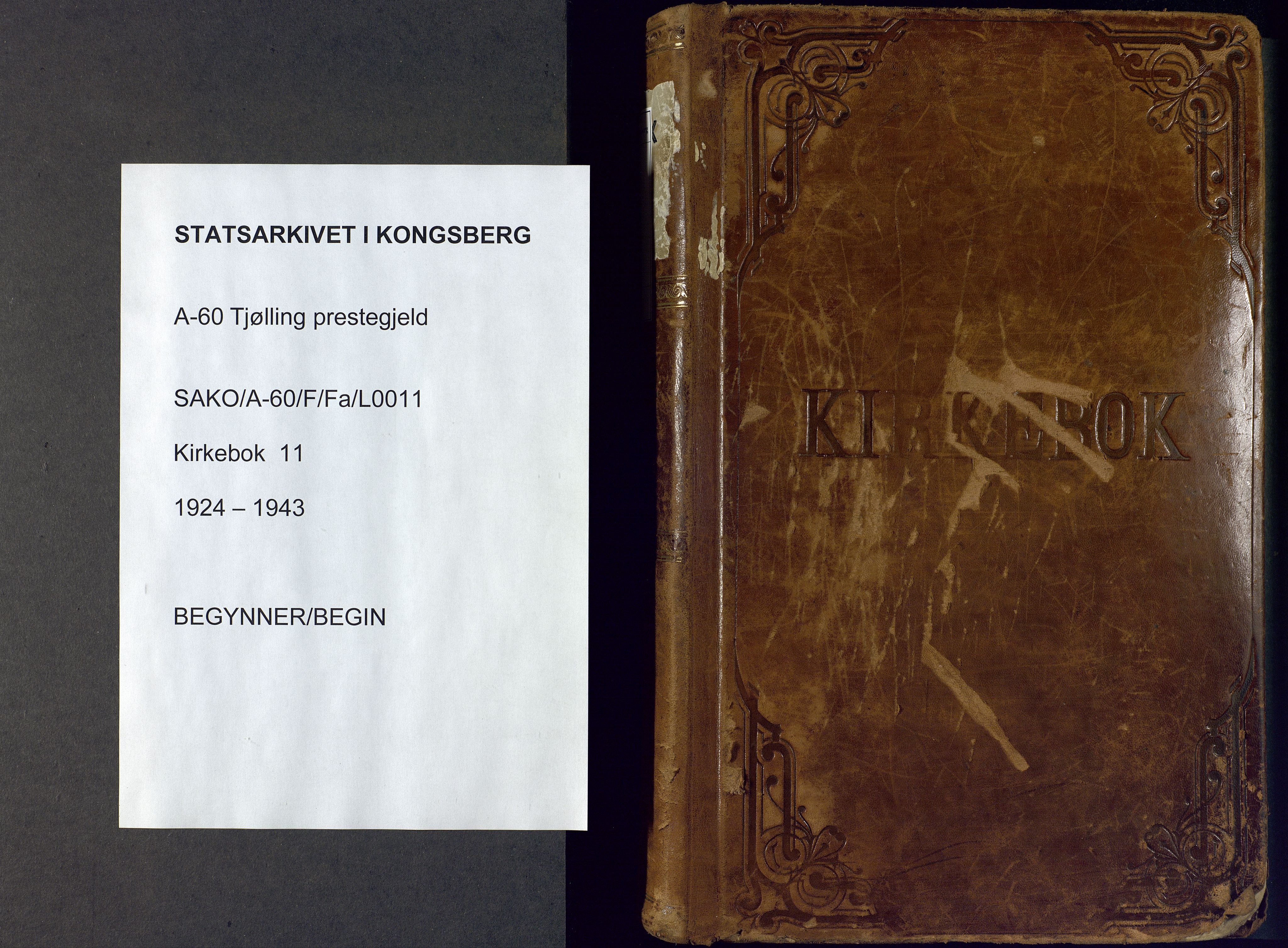 Tjølling kirkebøker, SAKO/A-60/F/Fa/L0011: Parish register (official) no. 11, 1924-1943