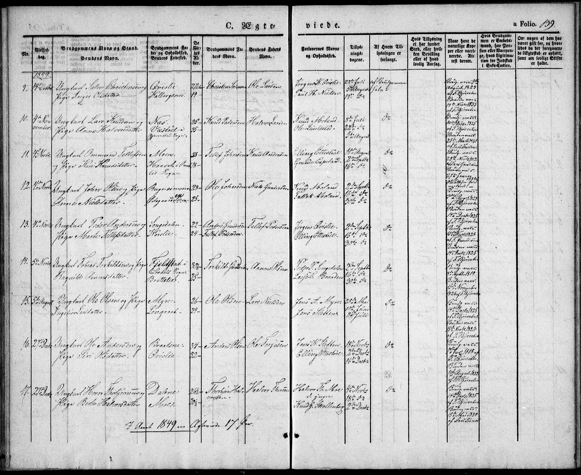 Gjerstad sokneprestkontor, AV/SAK-1111-0014/F/Fa/Fab/L0002: Parish register (official) no. A 2, 1835-1852, p. 139