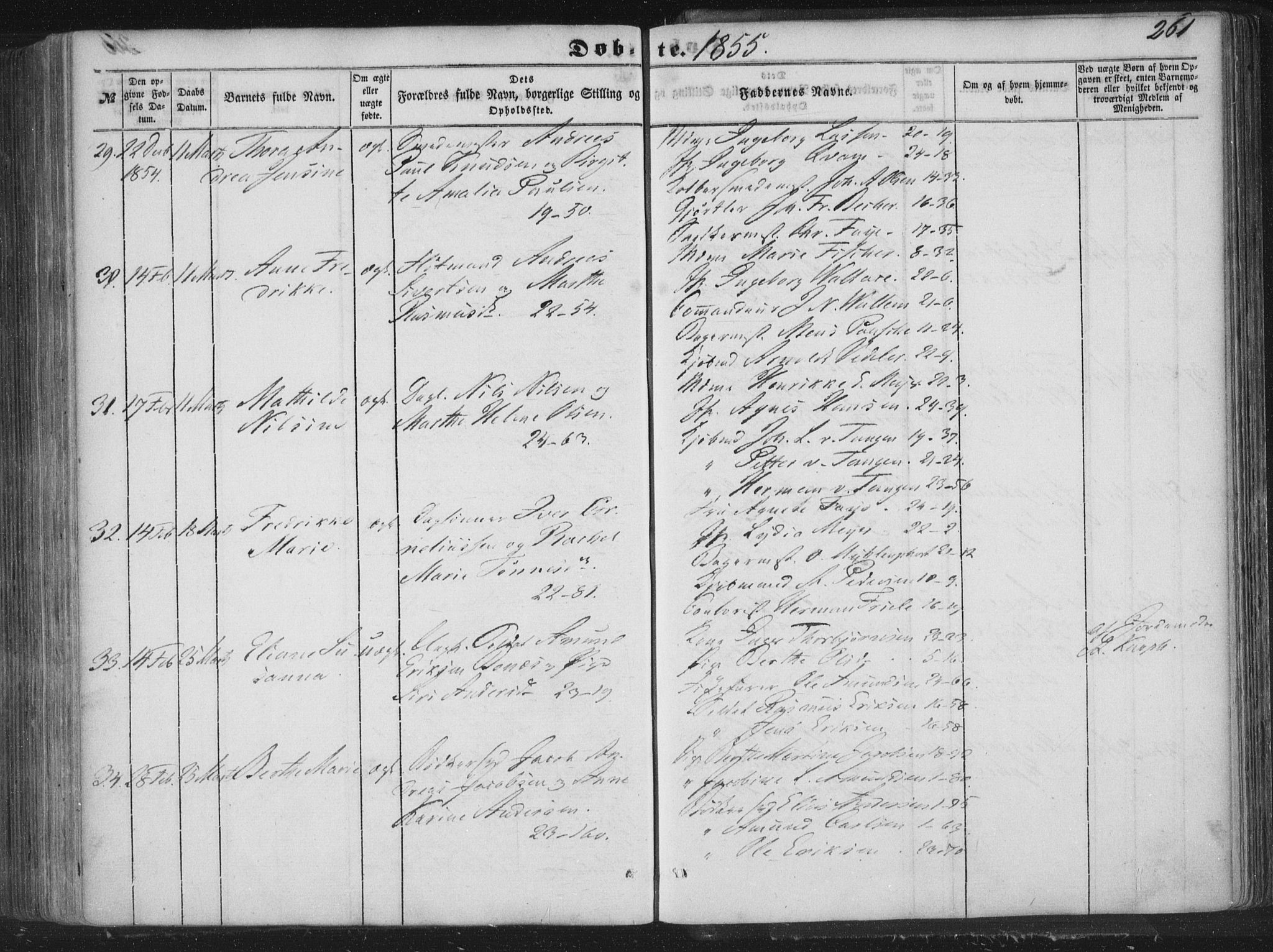 Korskirken sokneprestembete, AV/SAB-A-76101/H/Haa/L0017: Parish register (official) no. B 3, 1851-1857, p. 261