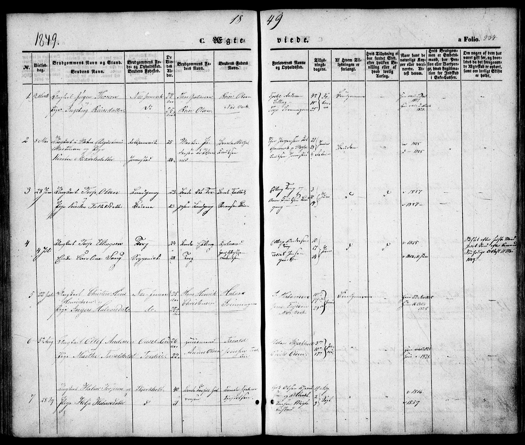 Holt sokneprestkontor, AV/SAK-1111-0021/F/Fa/L0008: Parish register (official) no. A 8, 1849-1860, p. 234