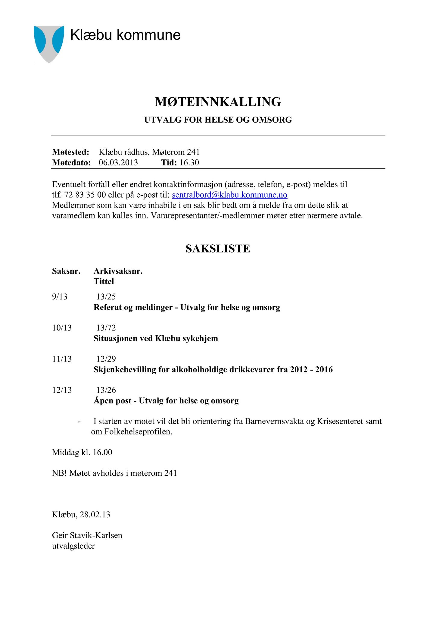 Klæbu Kommune, TRKO/KK/05-UOm/L004: Utvalg for omsorg - Møtedokumenter, 2013, p. 87