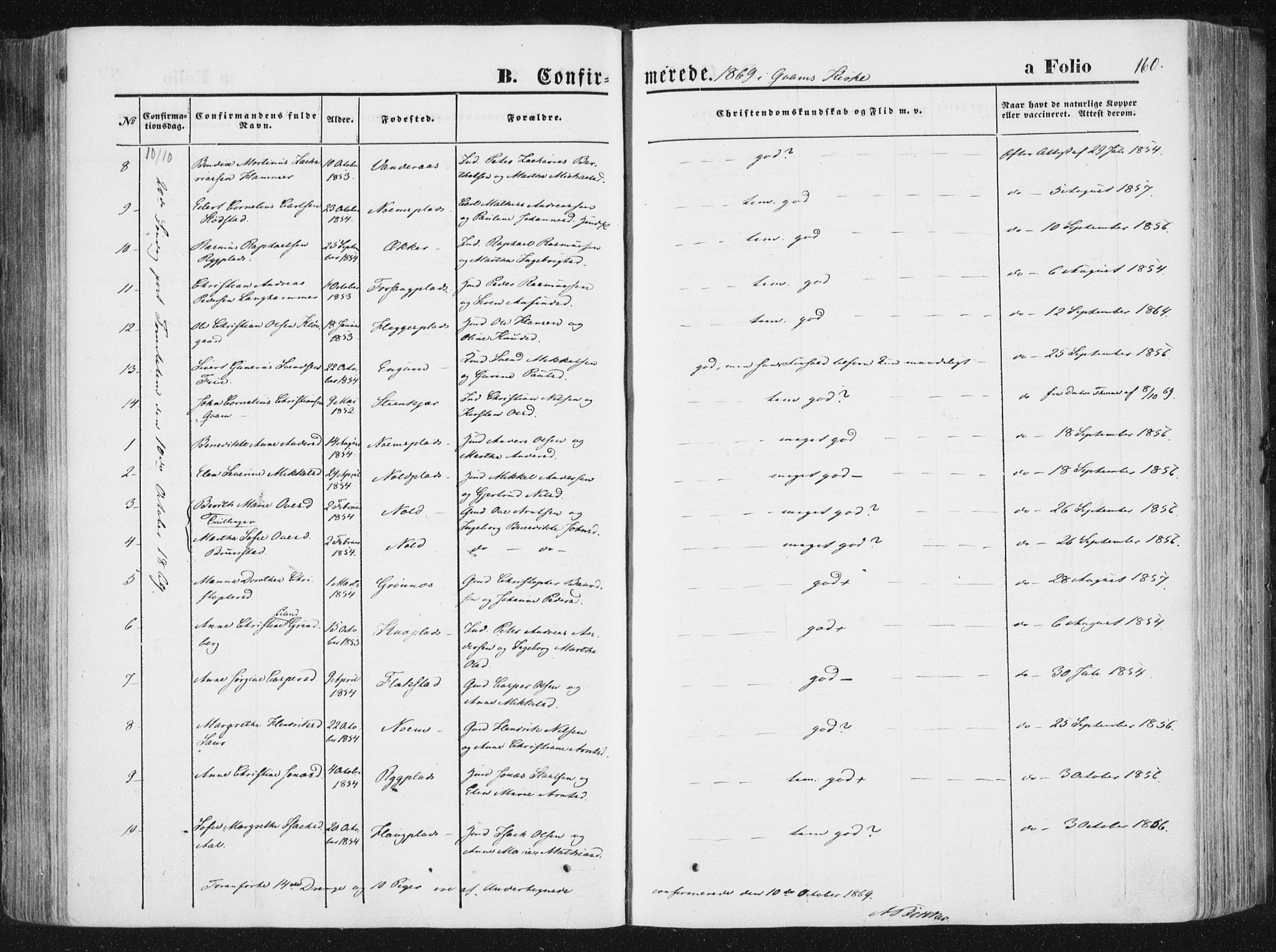 Ministerialprotokoller, klokkerbøker og fødselsregistre - Nord-Trøndelag, AV/SAT-A-1458/746/L0447: Parish register (official) no. 746A06, 1860-1877, p. 160