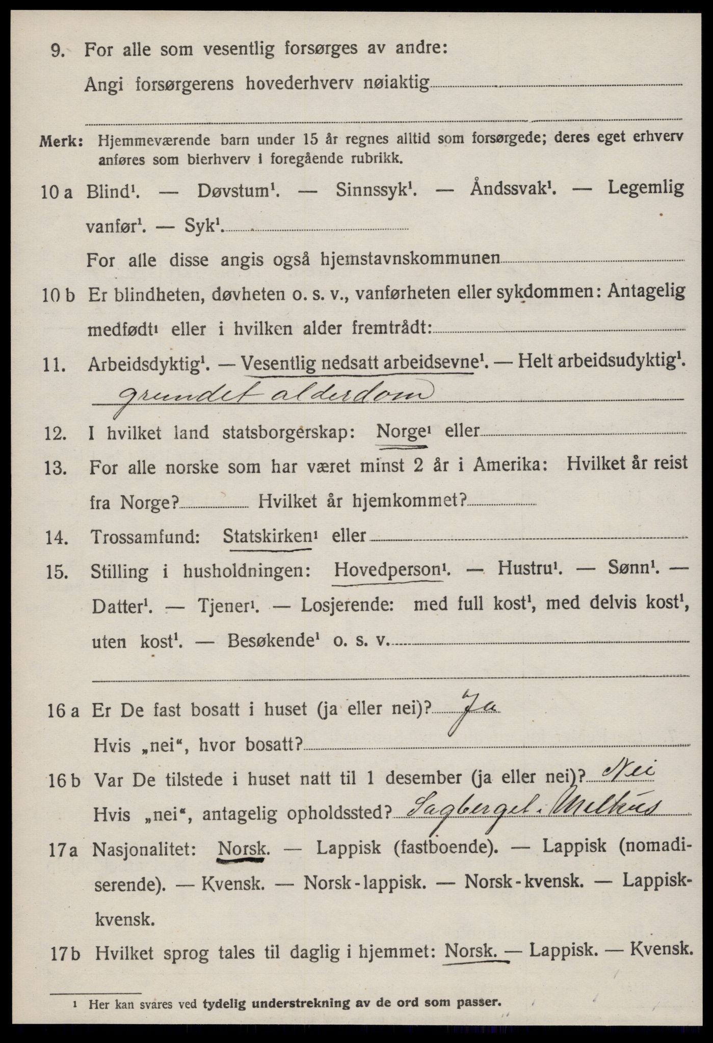 SAT, 1920 census for Melhus, 1920, p. 3366