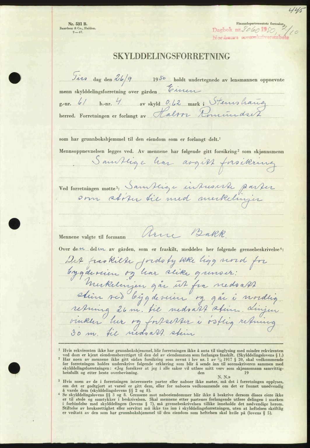 Nordmøre sorenskriveri, AV/SAT-A-4132/1/2/2Ca: Mortgage book no. A116, 1950-1950, Diary no: : 3060/1950