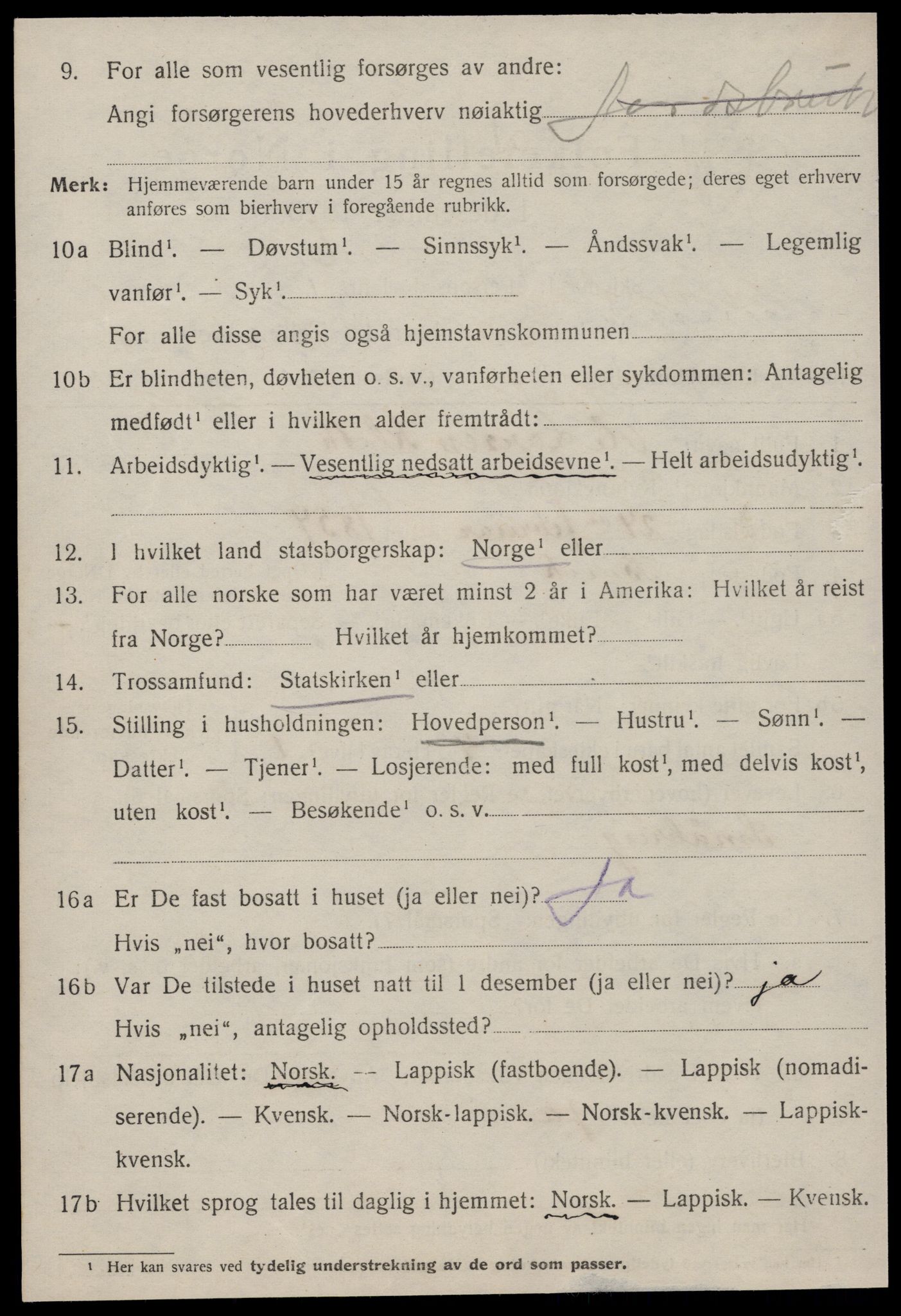 SAT, 1920 census for Leinstrand, 1920, p. 2278