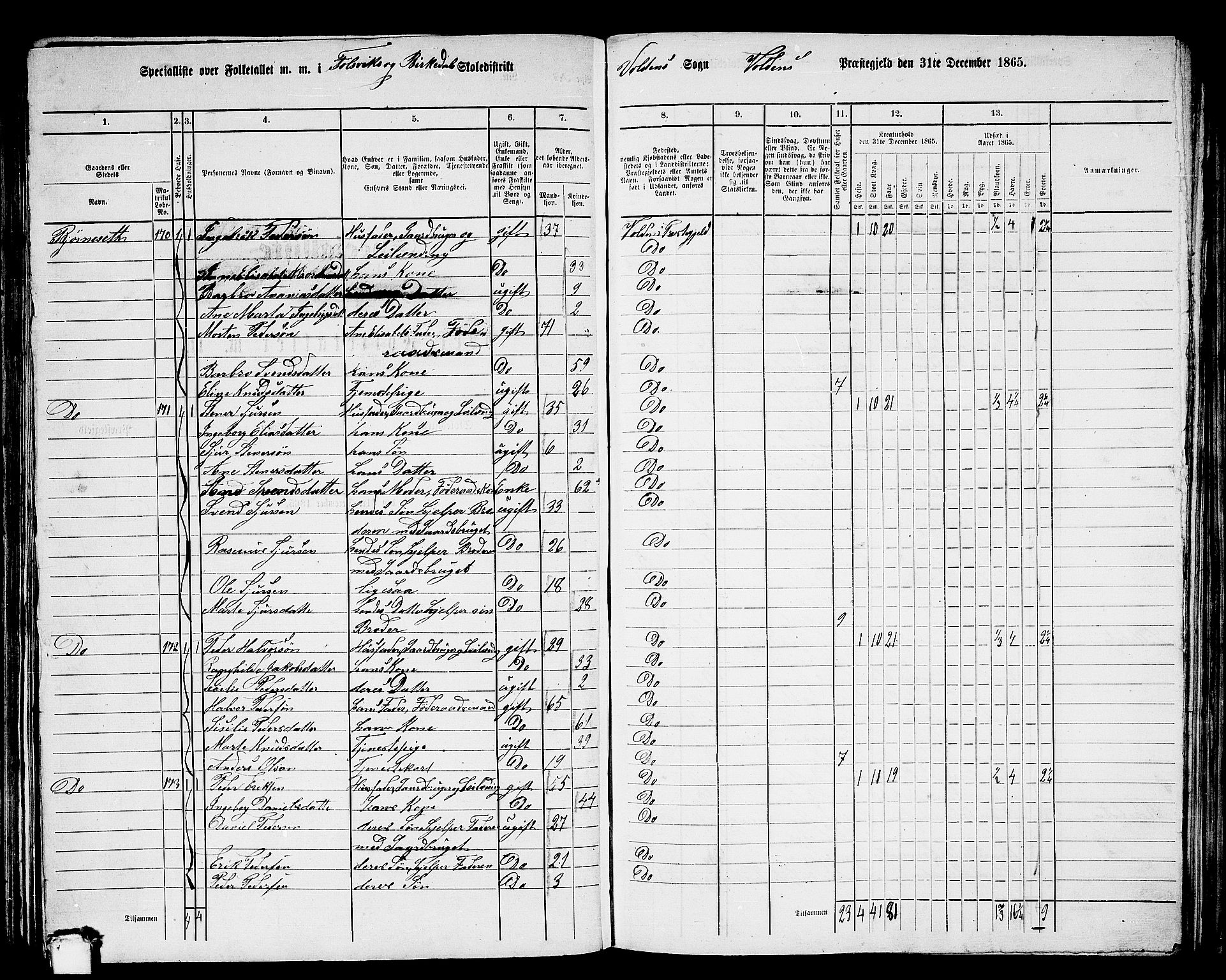 RA, 1865 census for Volda, 1865, p. 109