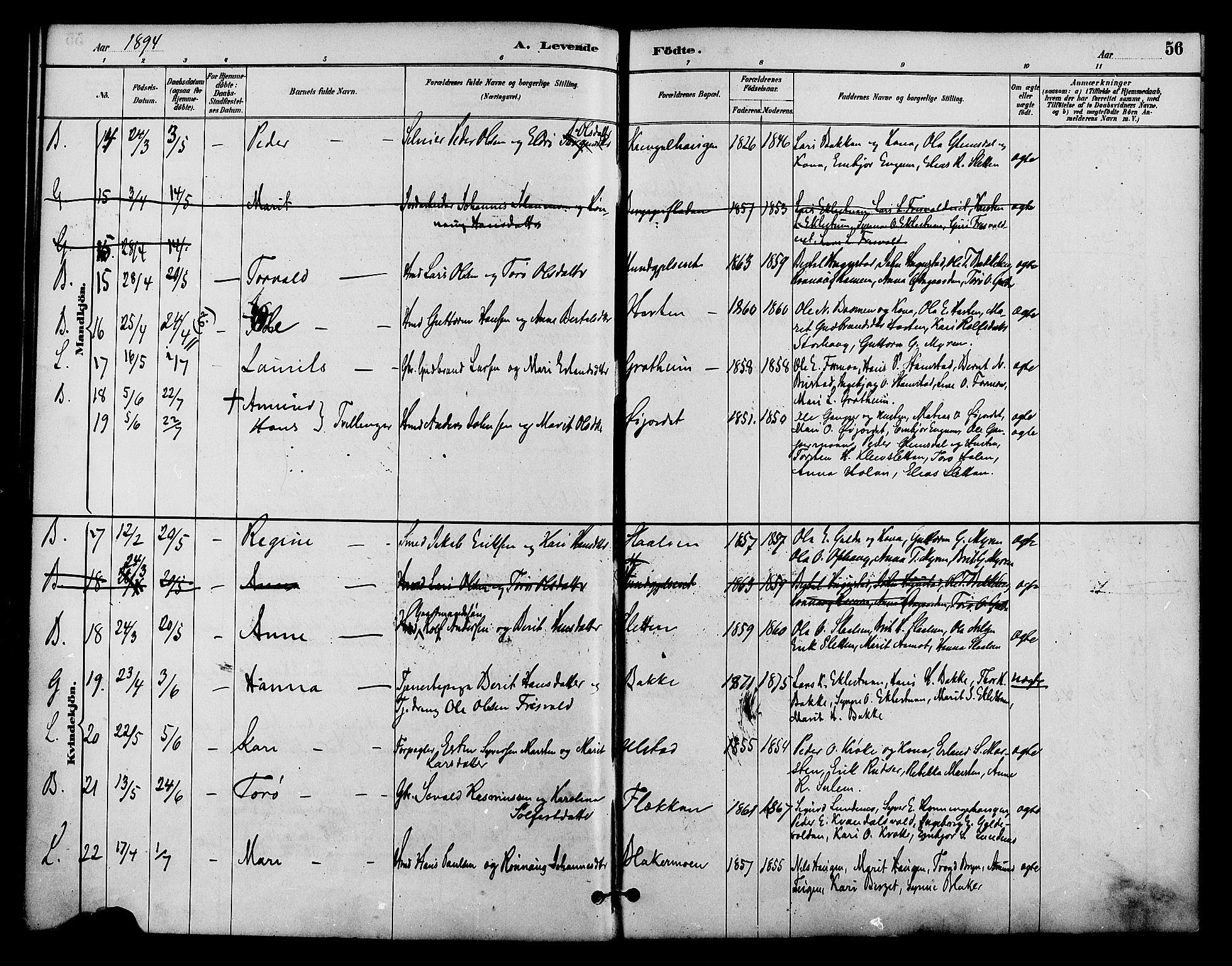 Lom prestekontor, SAH/PREST-070/K/L0008: Parish register (official) no. 8, 1885-1898, p. 56