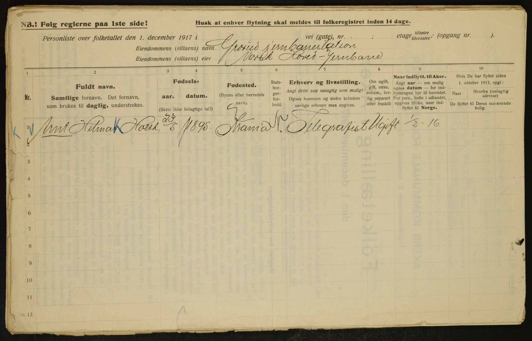 OBA, Municipal Census 1917 for Aker, 1917, p. 29534