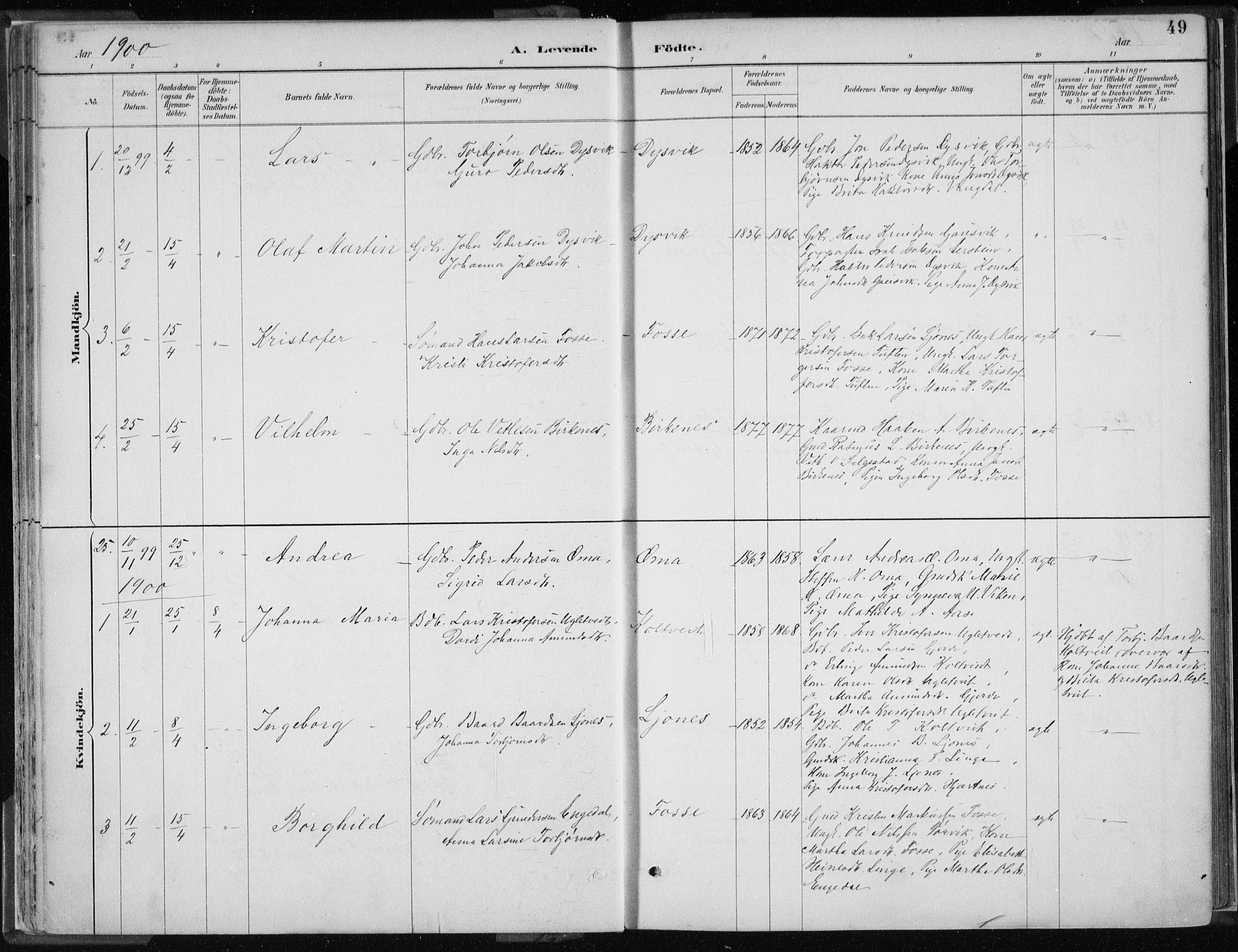 Strandebarm sokneprestembete, AV/SAB-A-78401/H/Haa: Parish register (official) no. B  1, 1886-1908, p. 49