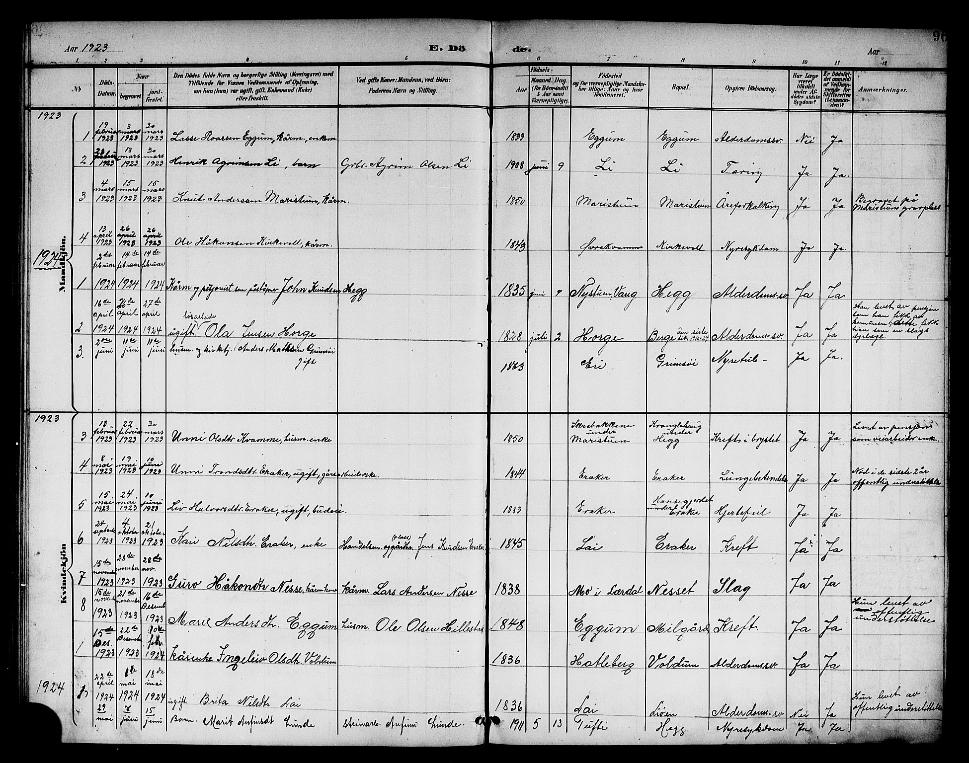 Lærdal sokneprestembete, SAB/A-81201: Parish register (copy) no. B 1, 1897-1928, p. 96