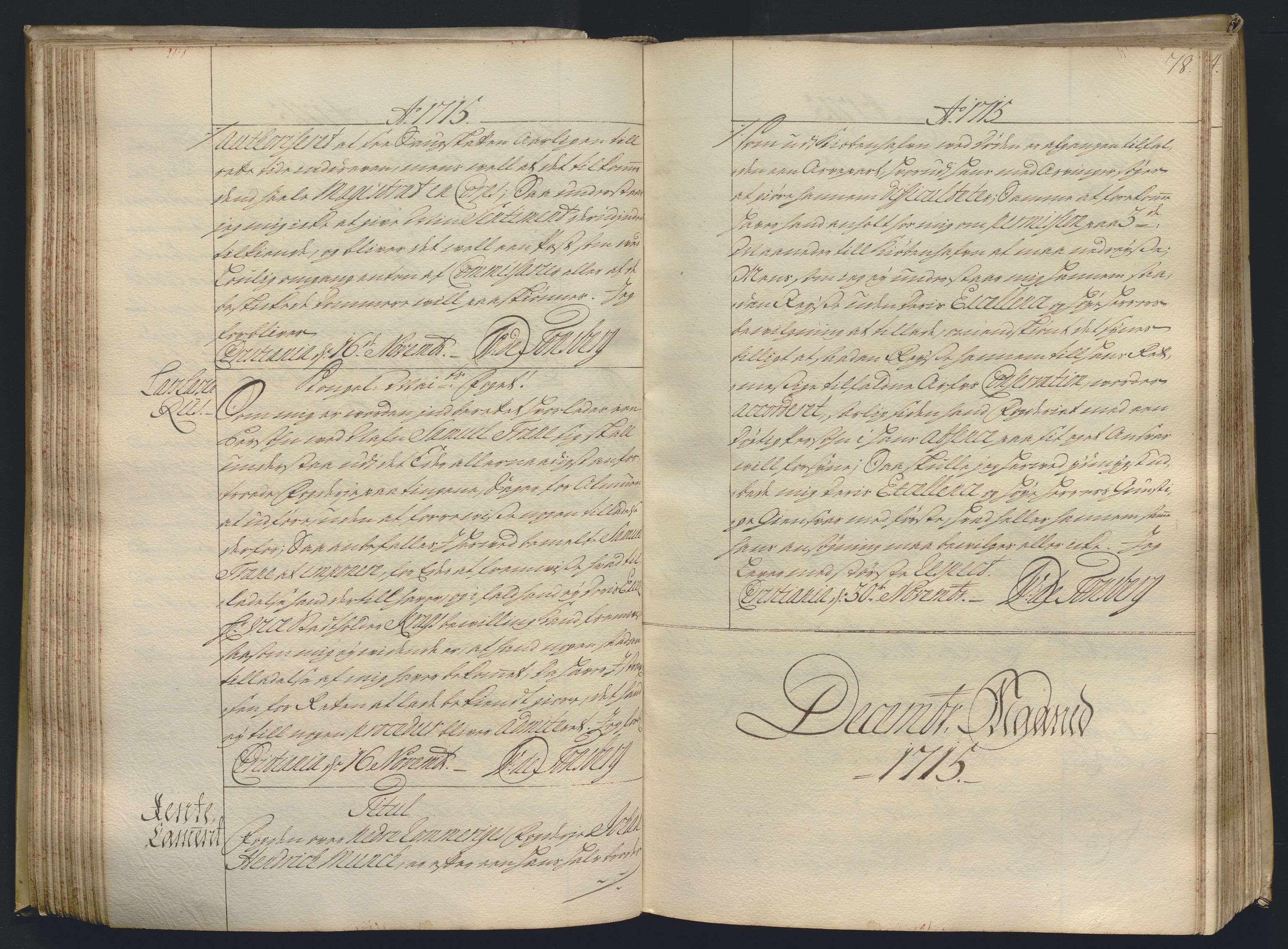 Kristiania stiftamt, AV/SAO-A-10386/B/Ba/L0004: Kopibok, 1715-1717, p. 77b-78a