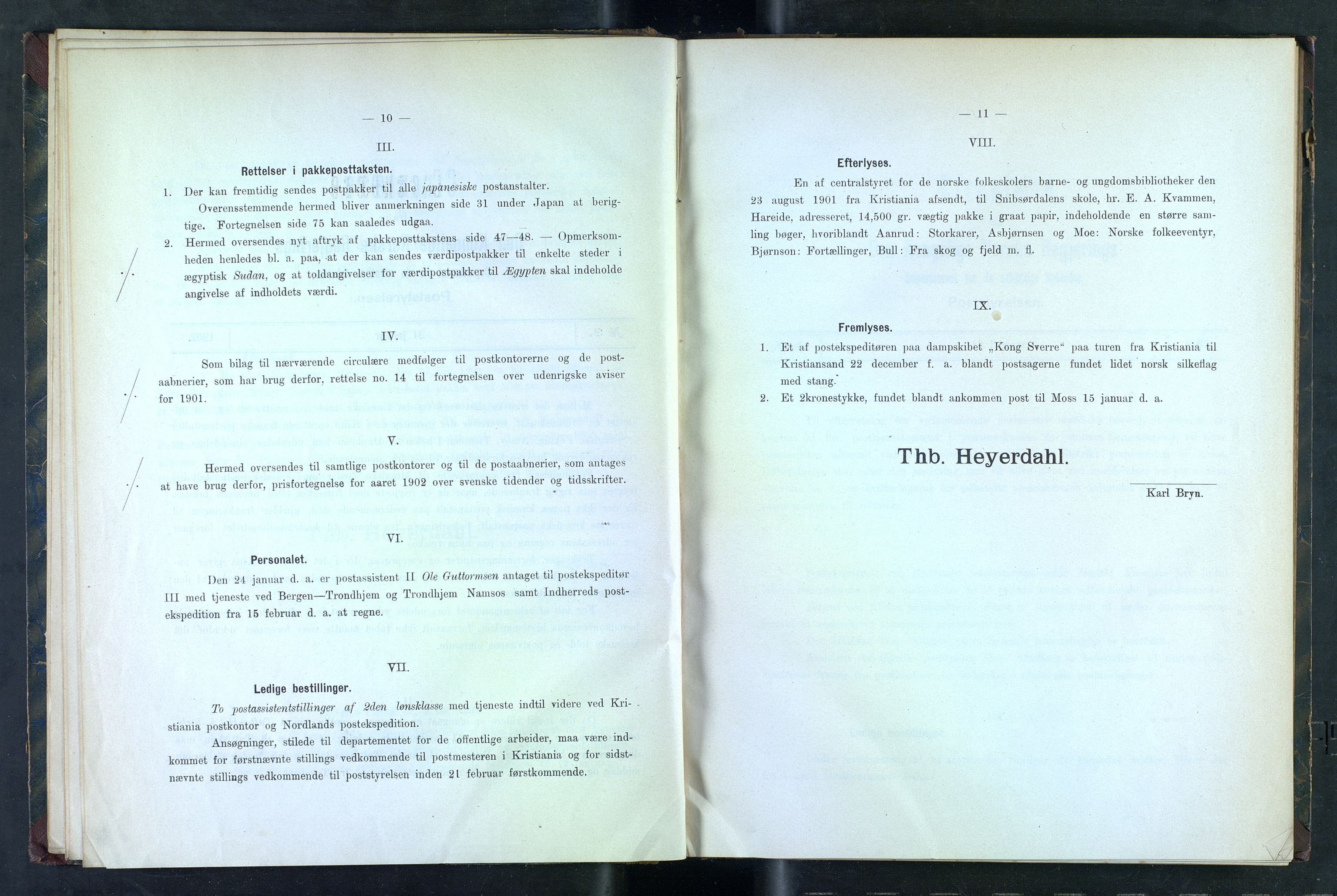 Norges Postmuseums bibliotek, NOPO/-/-/-: Sirkulærer fra Poststyrelsen, 1902