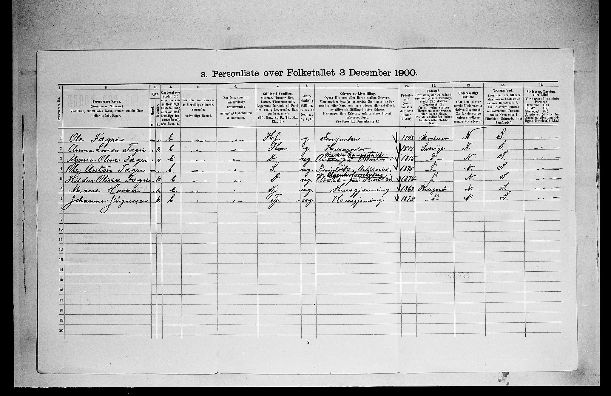 SAO, 1900 census for Kristiania, 1900, p. 13957