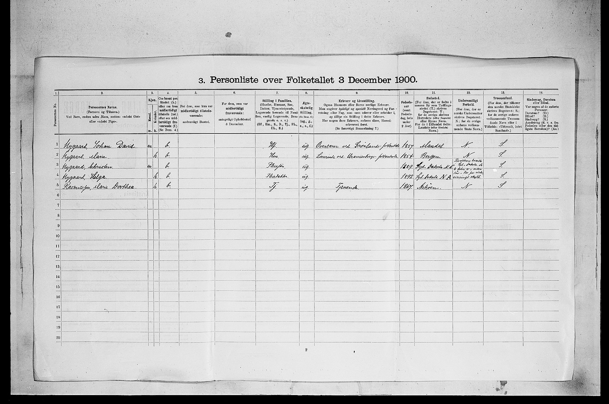 SAO, 1900 census for Kristiania, 1900, p. 20160