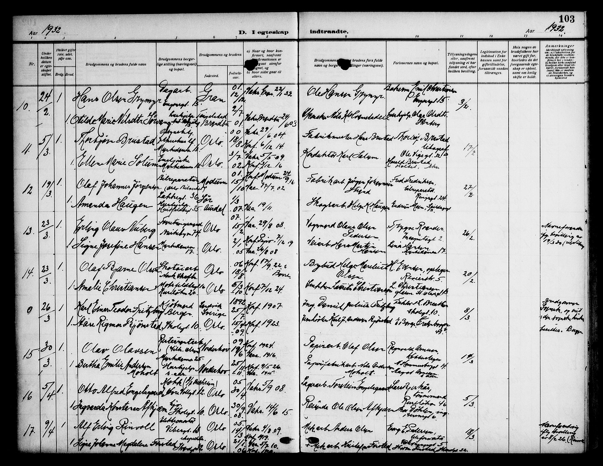 Piperviken prestekontor Kirkebøker, SAO/A-10874/F/L0002: Parish register (official) no. 2, 1911-1952, p. 103