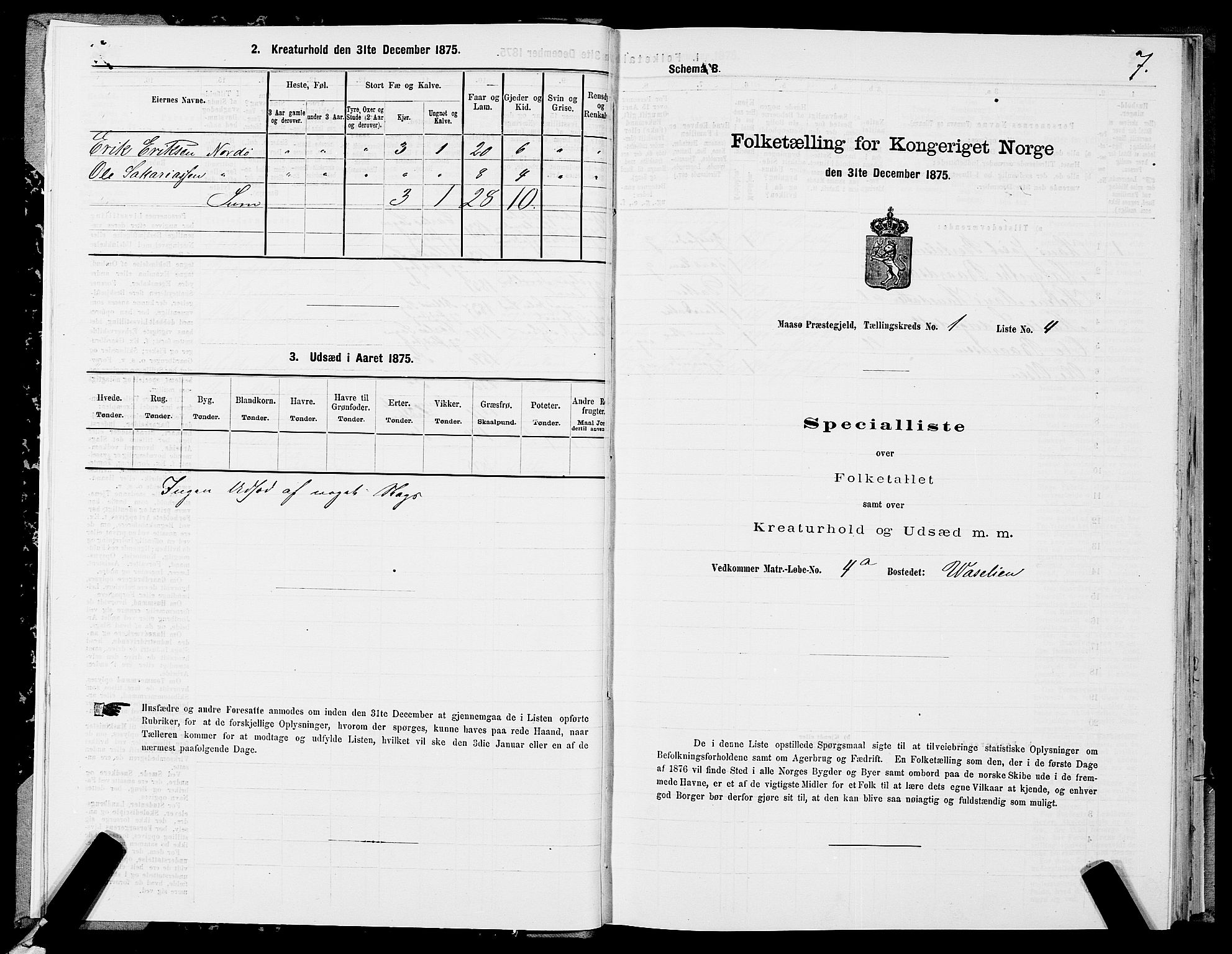 SATØ, 1875 census for 2018P Måsøy, 1875, p. 1007