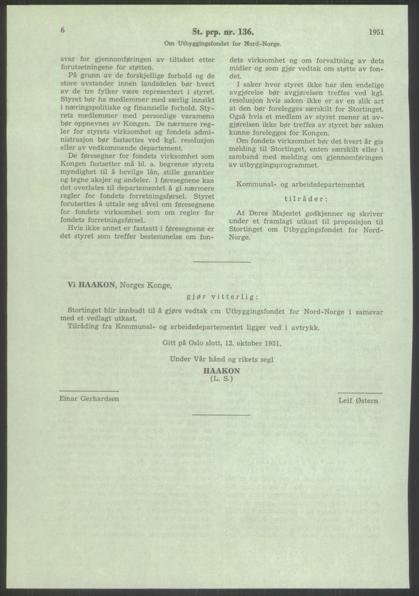 Høyres Hovedorganisasjon, RA/PA-0583/1/D/Dd/L0131: 21 Stortinget/23 Statsministeren. Regjeringen, 1951-1965, p. 1220