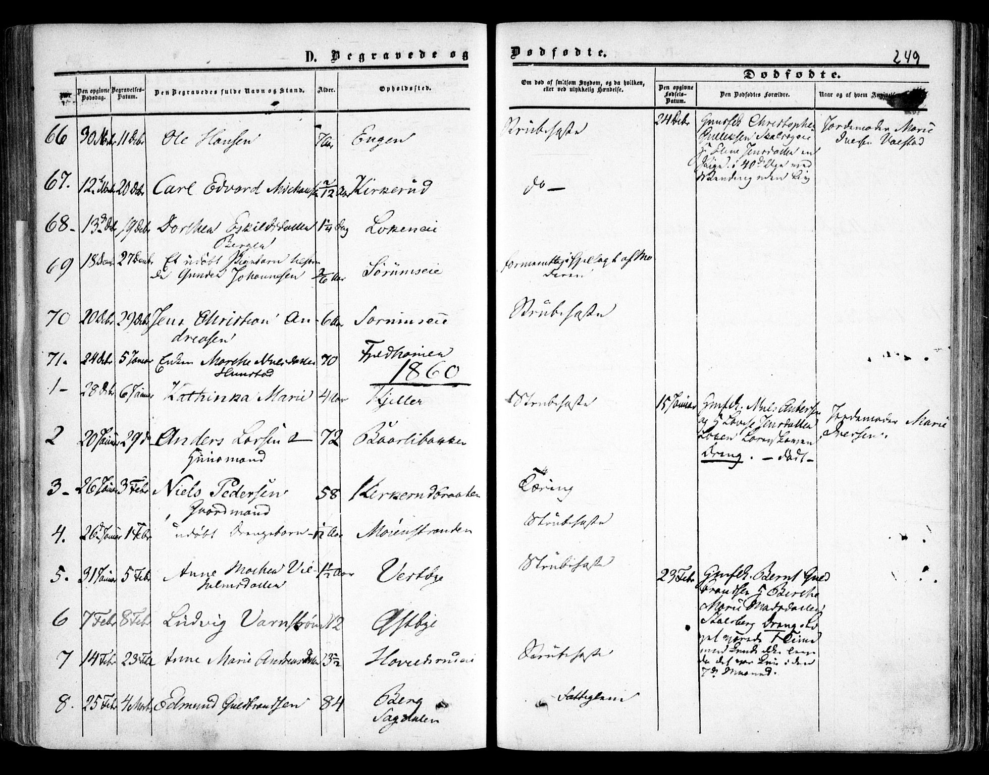 Skedsmo prestekontor Kirkebøker, SAO/A-10033a/F/Fa/L0010: Parish register (official) no. I 10, 1854-1865, p. 249