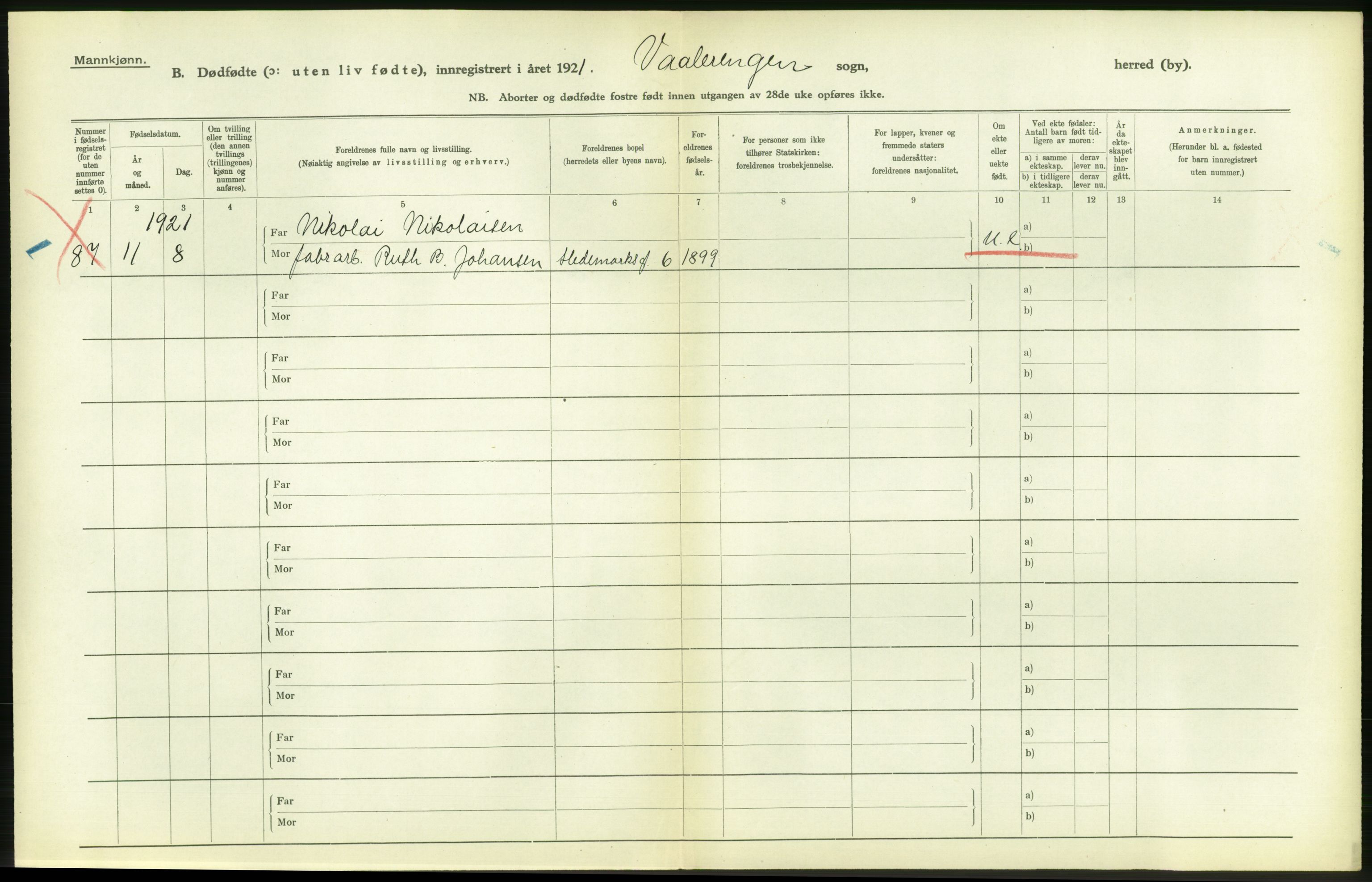 Statistisk sentralbyrå, Sosiodemografiske emner, Befolkning, AV/RA-S-2228/D/Df/Dfc/Dfca/L0013: Kristiania: Døde, dødfødte, 1921, p. 586