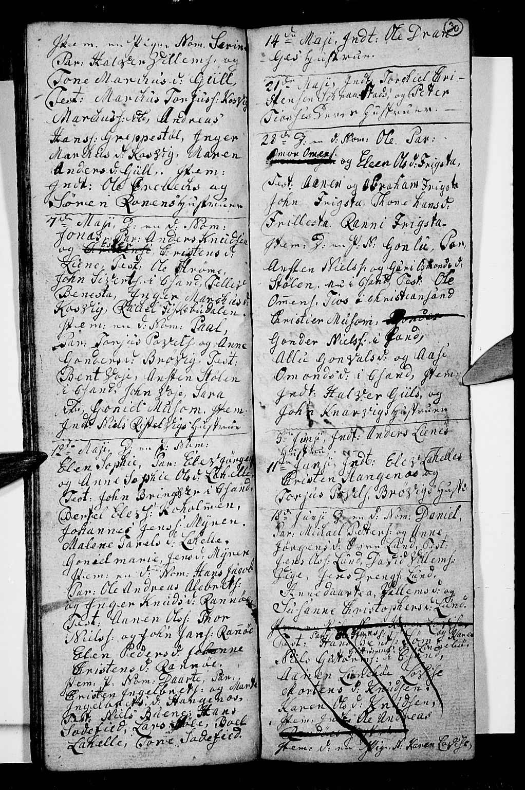 Oddernes sokneprestkontor, AV/SAK-1111-0033/F/Fb/Fba/L0002: Parish register (copy) no. B 2, 1791-1806, p. 30