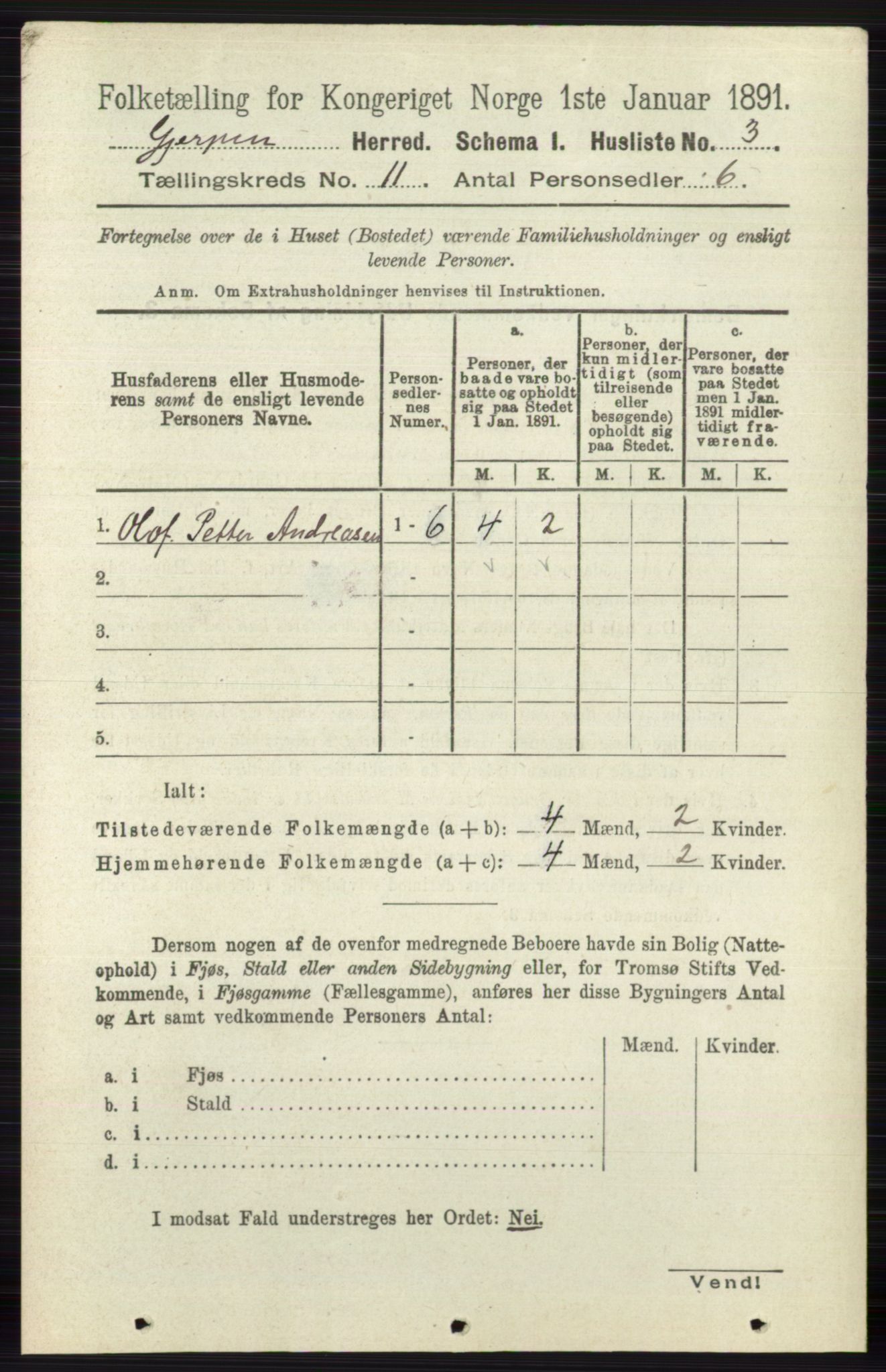 RA, 1891 census for 0812 Gjerpen, 1891, p. 6502