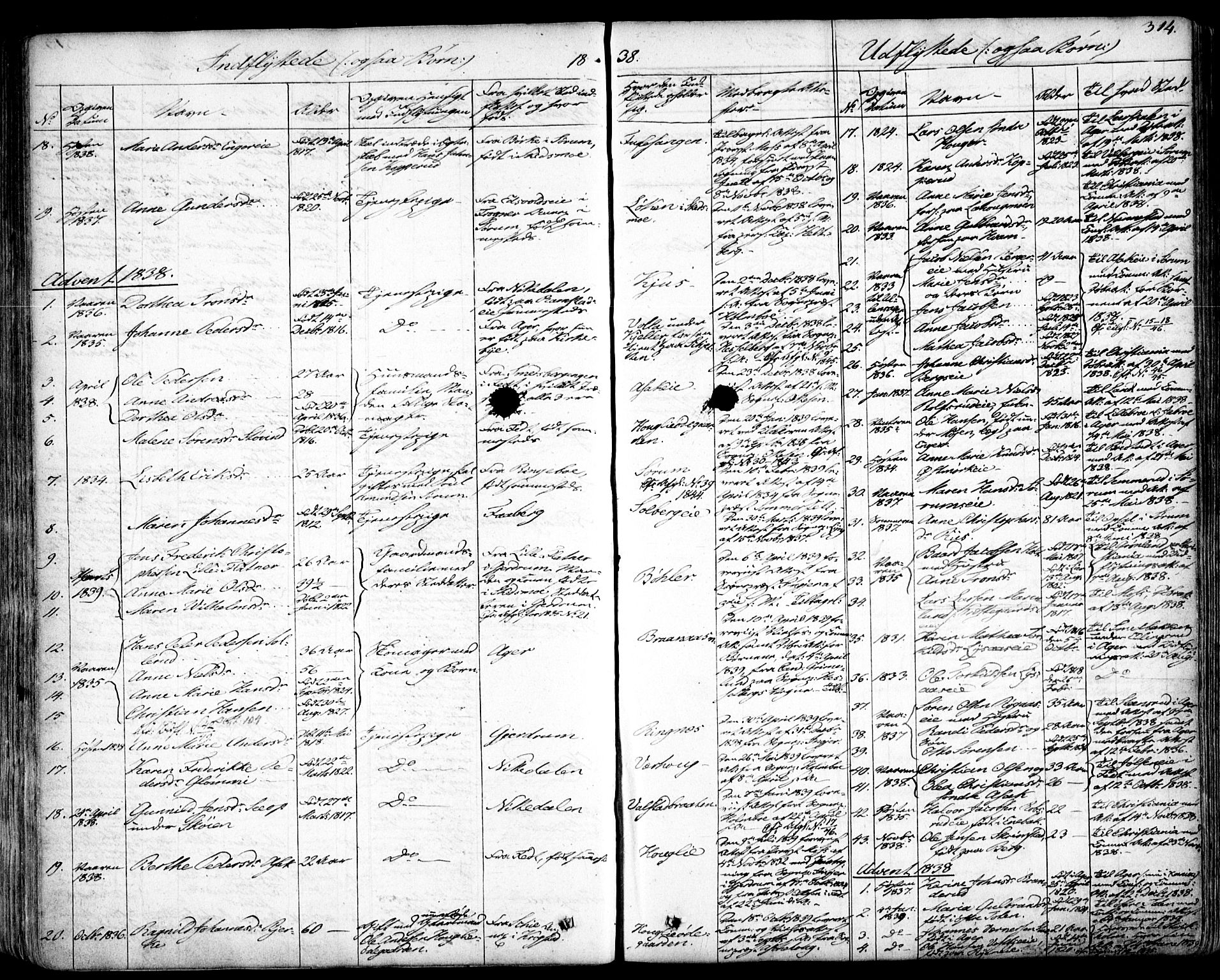 Skedsmo prestekontor Kirkebøker, SAO/A-10033a/F/Fa/L0009: Parish register (official) no. I 9, 1830-1853, p. 314