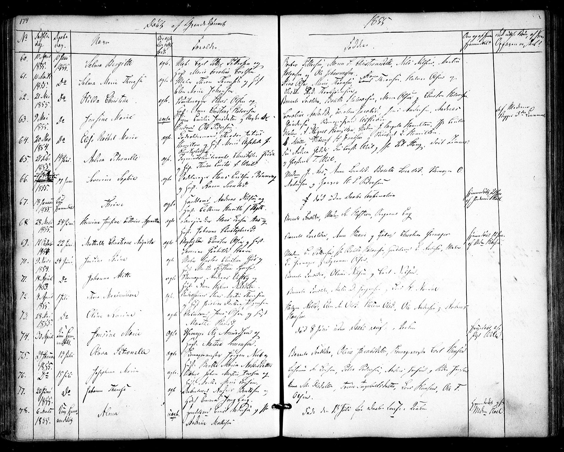 Halden prestekontor Kirkebøker, AV/SAO-A-10909/F/Fa/L0006: Parish register (official) no. I 6, 1845-1856, p. 174