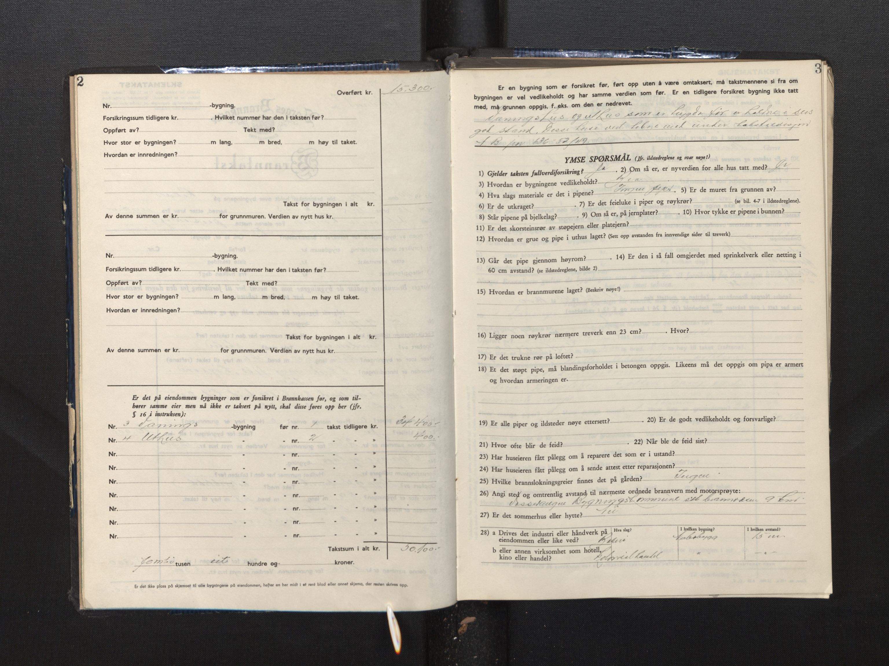 Lensmannen i Voss, SAB/A-35801/0012/L0009: Branntakstprotokoll, skjematakst, 1949-1955, p. 2-3