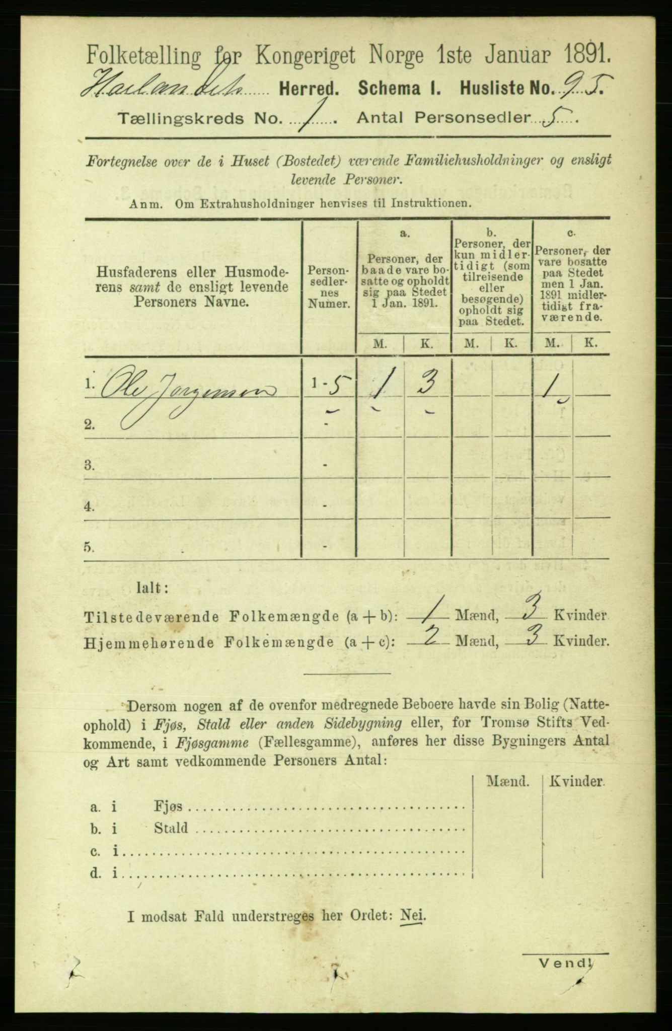 RA, 1891 census for 1651 Hølonda, 1891, p. 110