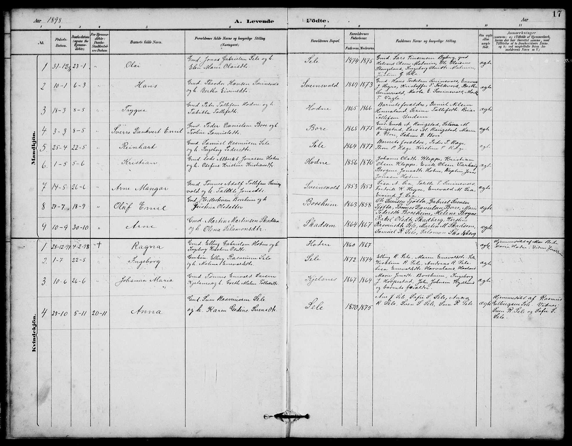 Klepp sokneprestkontor, AV/SAST-A-101803/001/3/30BB/L0006: Parish register (copy) no. B 6, 1889-1936, p. 17