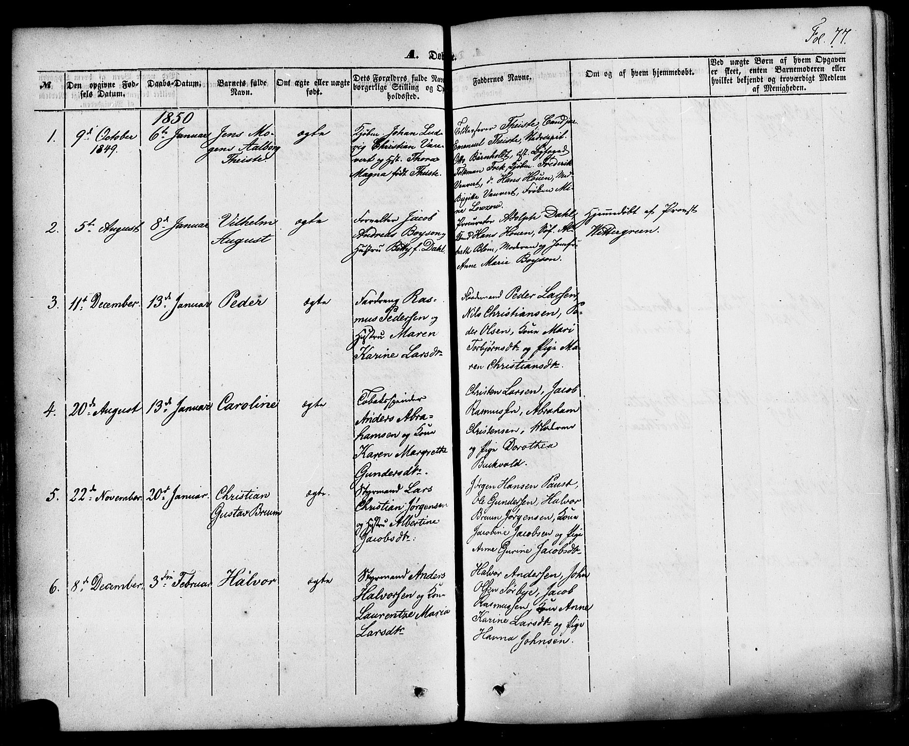 Skien kirkebøker, SAKO/A-302/F/Fa/L0006a: Parish register (official) no. 6A, 1843-1856, p. 77