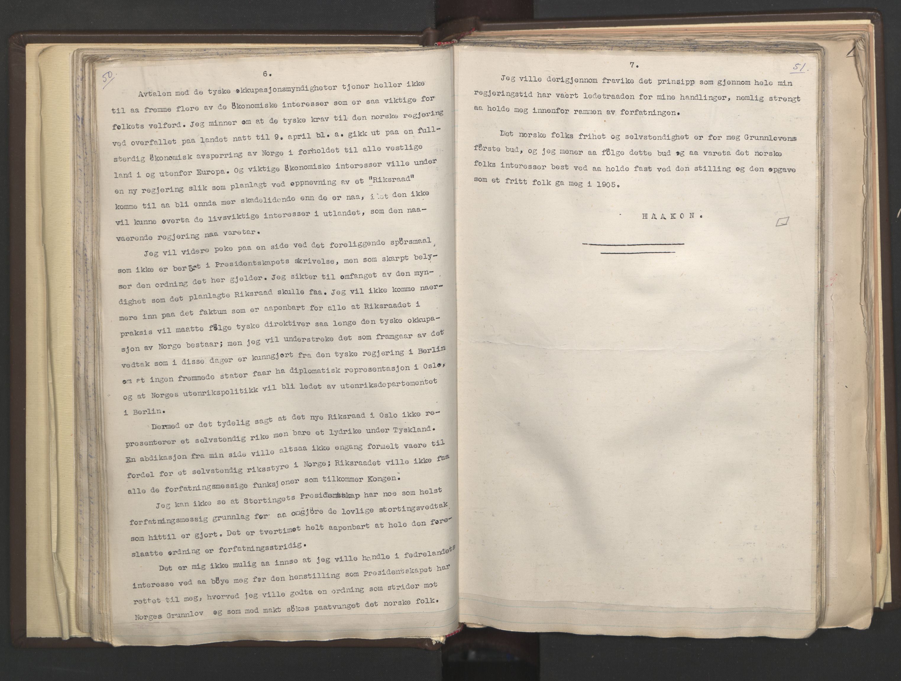 Statsministerens kontor, AV/RA-S-1005/A/Aa/L0001: Referat fra regjeringskonferanser, 1940-1941, p. 50-51