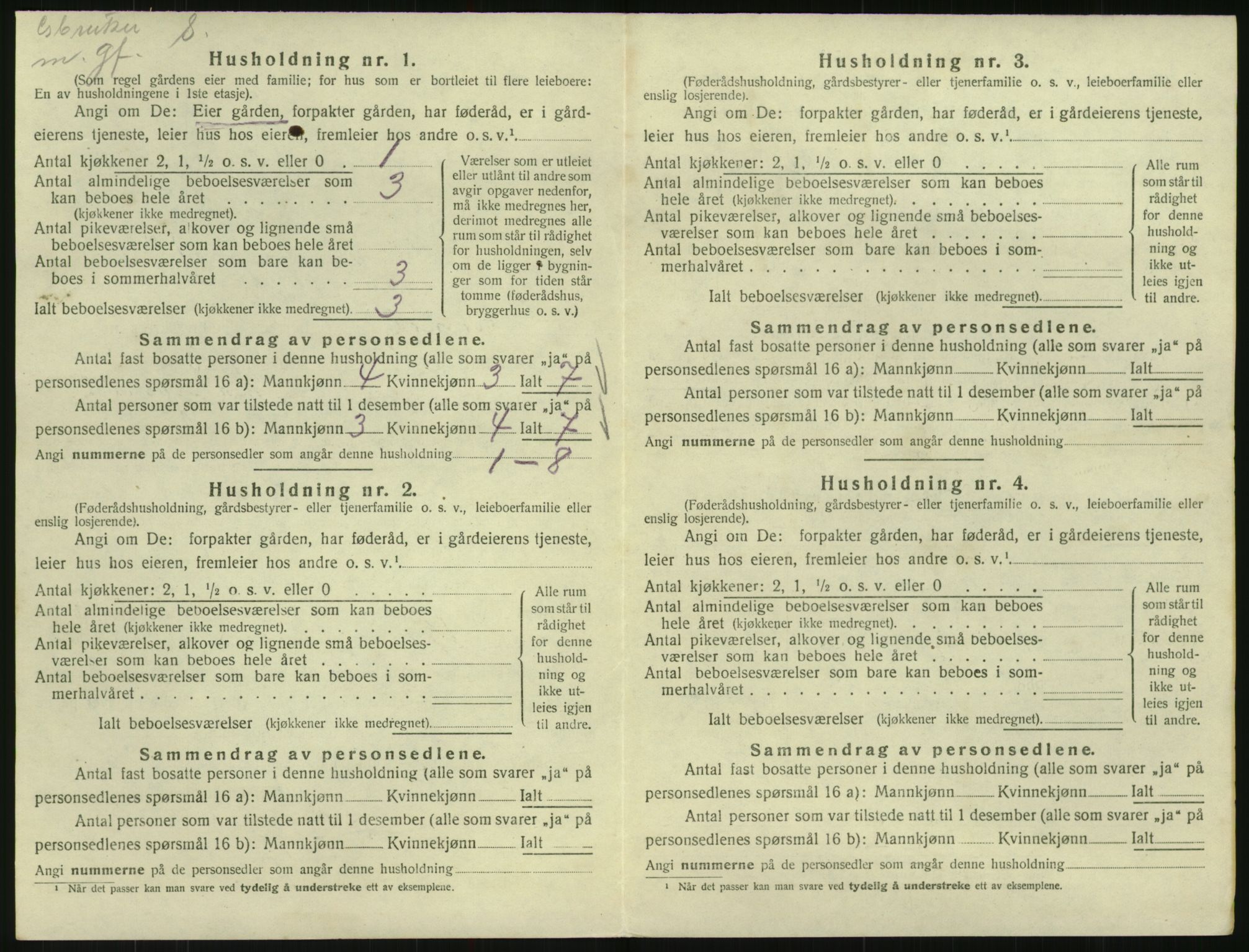SAK, 1920 census for Vegusdal, 1920, p. 270